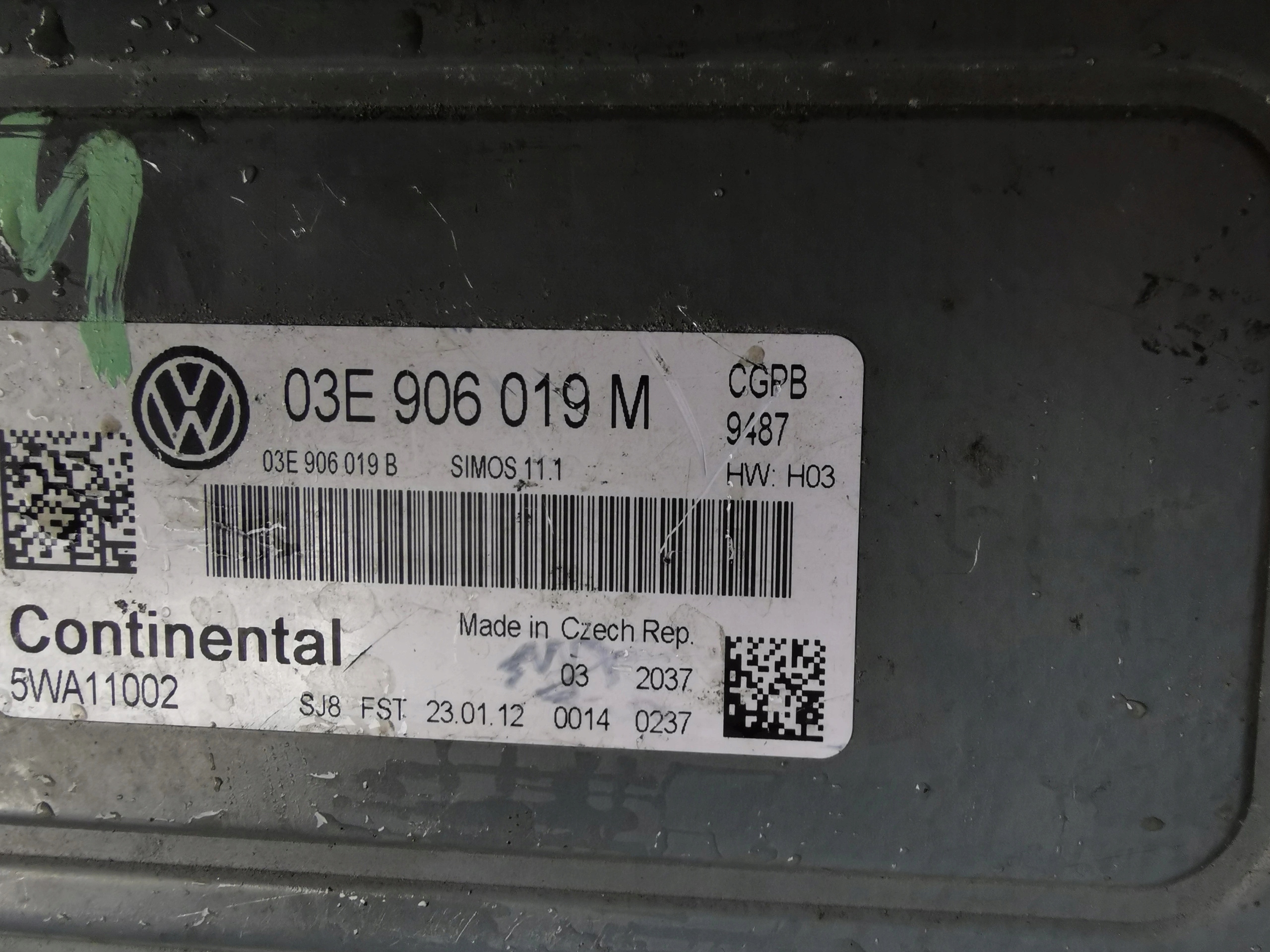 VW POLO 1.2B 5WA11002 03E906019M Computer ECU