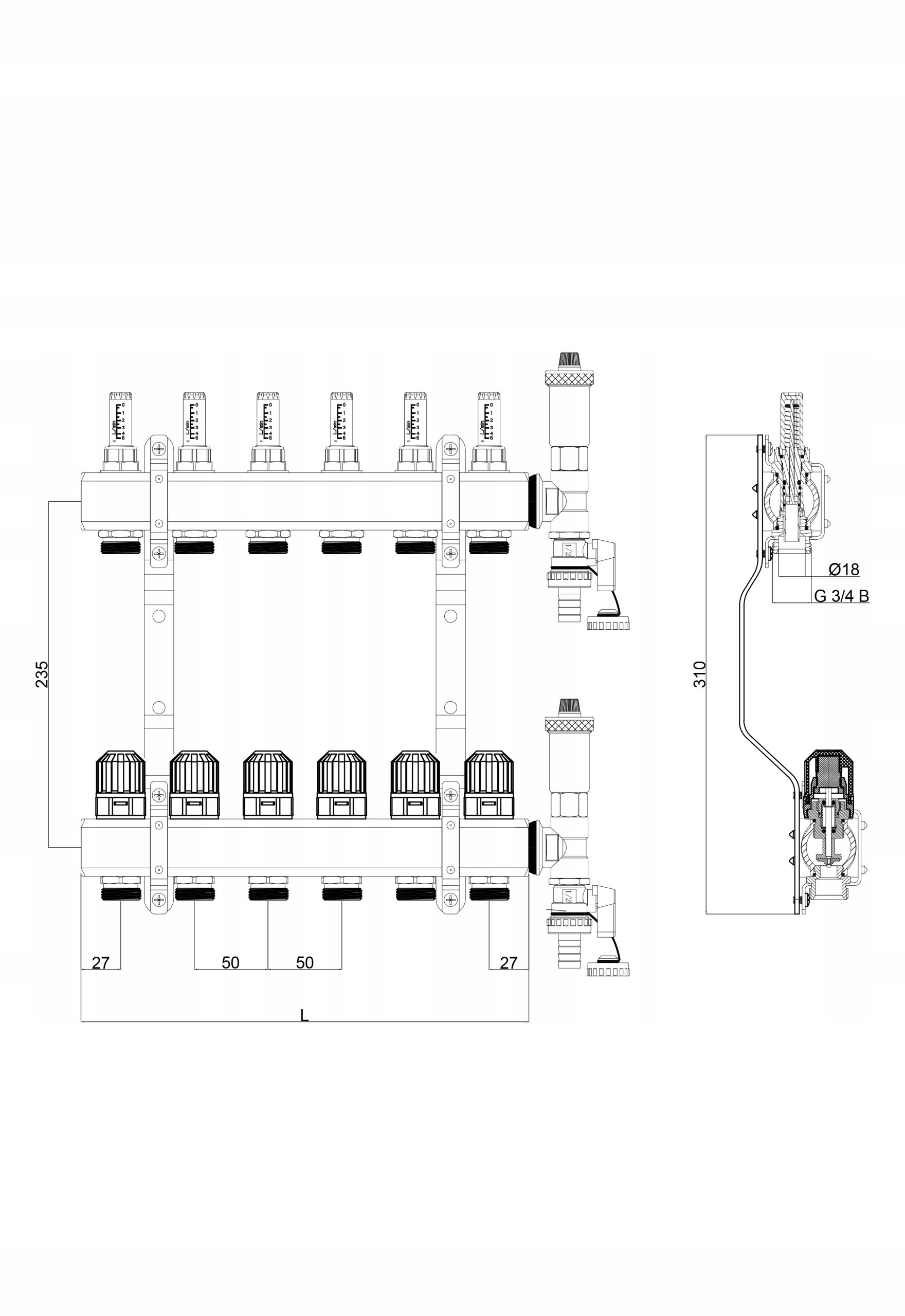 ROZDZIELACZ OGRZEWANIA PODŁOGOWEGO Podłogówki 11 Kod producenta SS-ROZ-1X3/4.-11