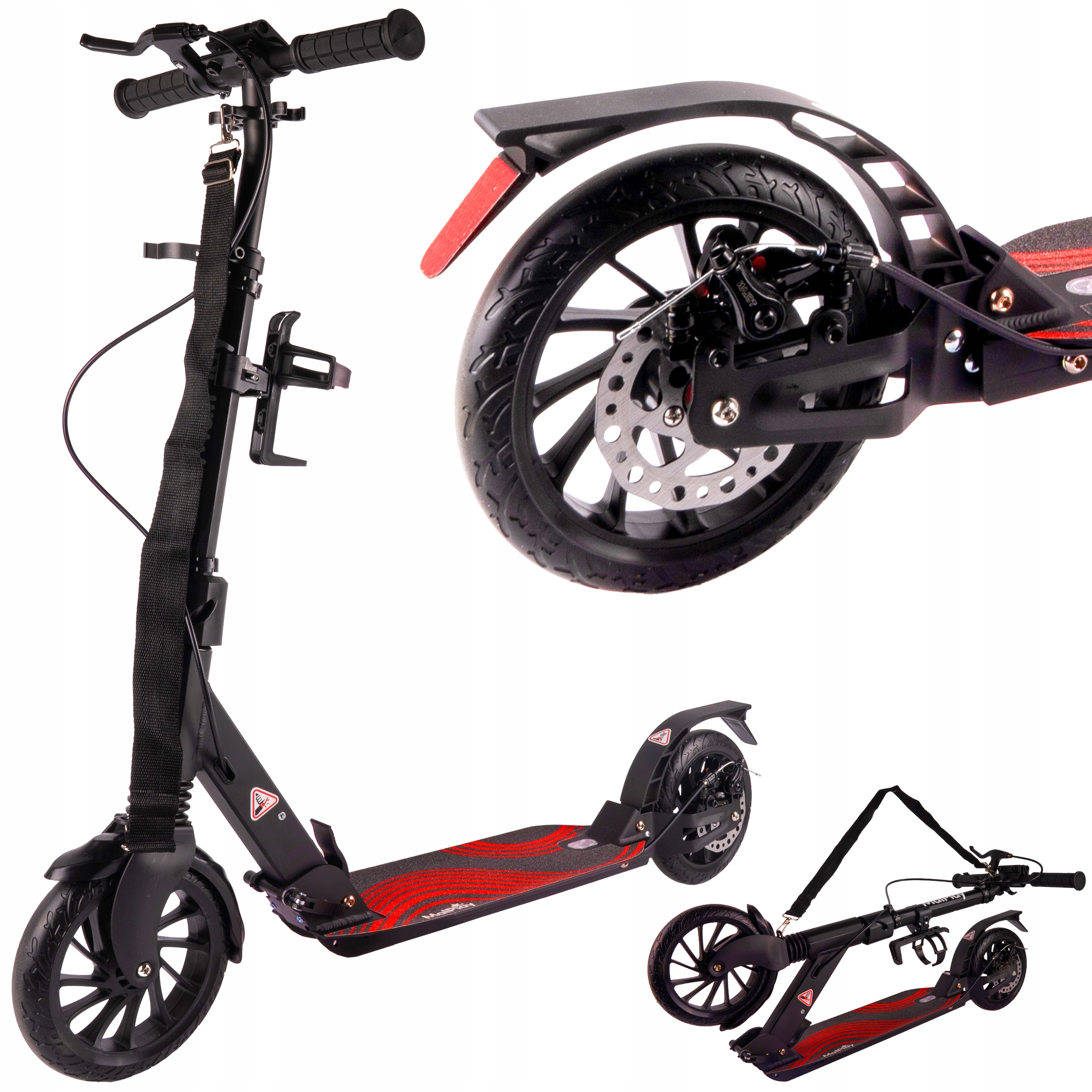 Hulajnoga Z Uchwytem Na Bidon Duża Hamulec Składana Amortyzacja Przód Tył