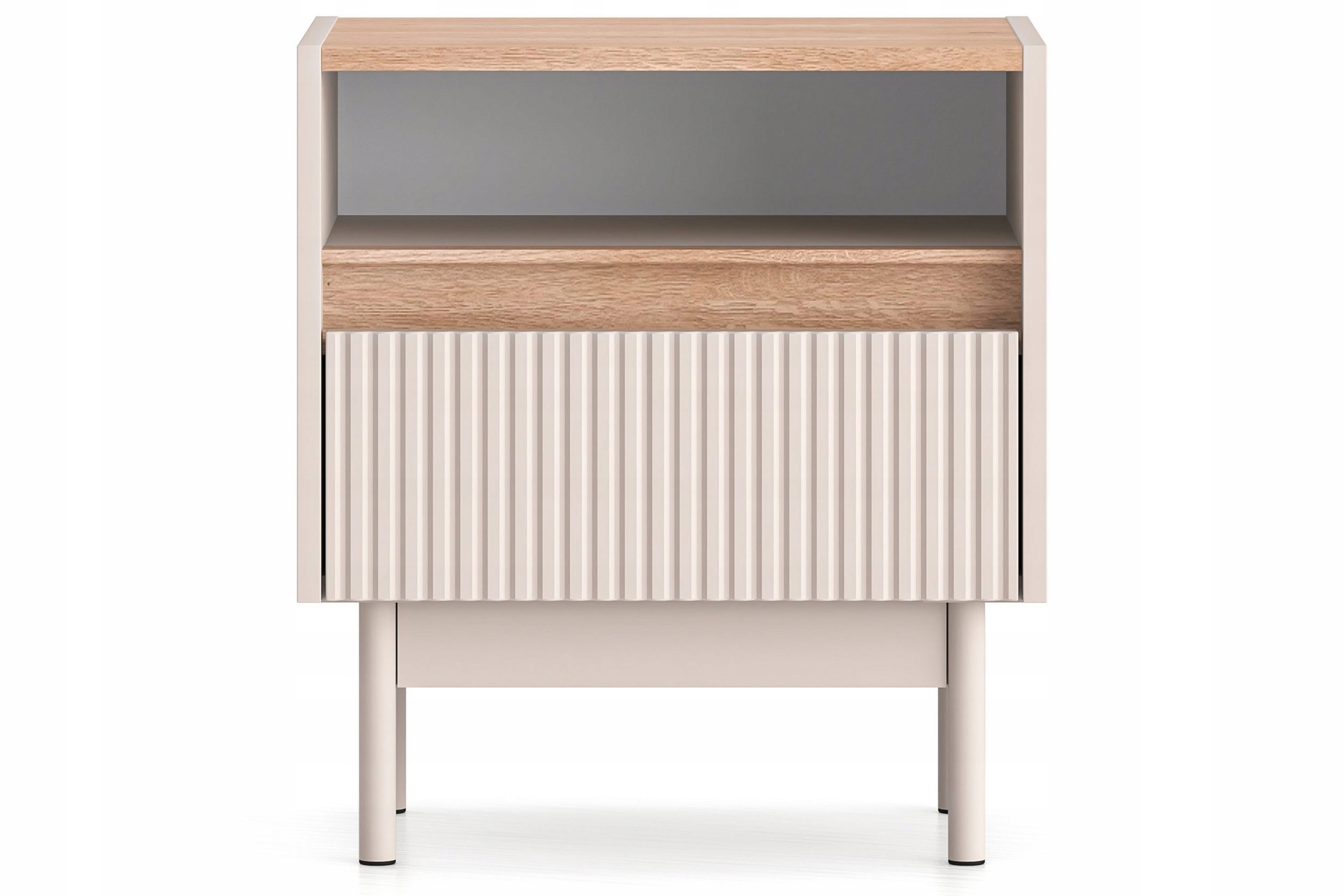 Noční Stolek S Rýhováním Do Ložnice Konsimo Nalia Krémový/dub 50x55x35
