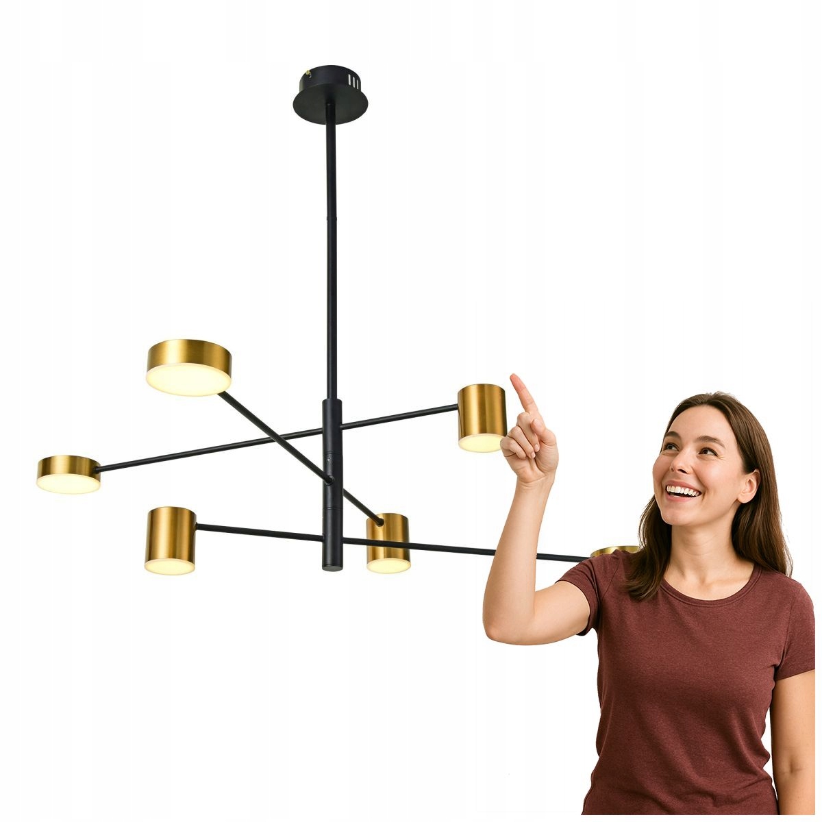 Závesná Led lampa 30W Remdal PND-16374-6-BK-GD-4K Italux