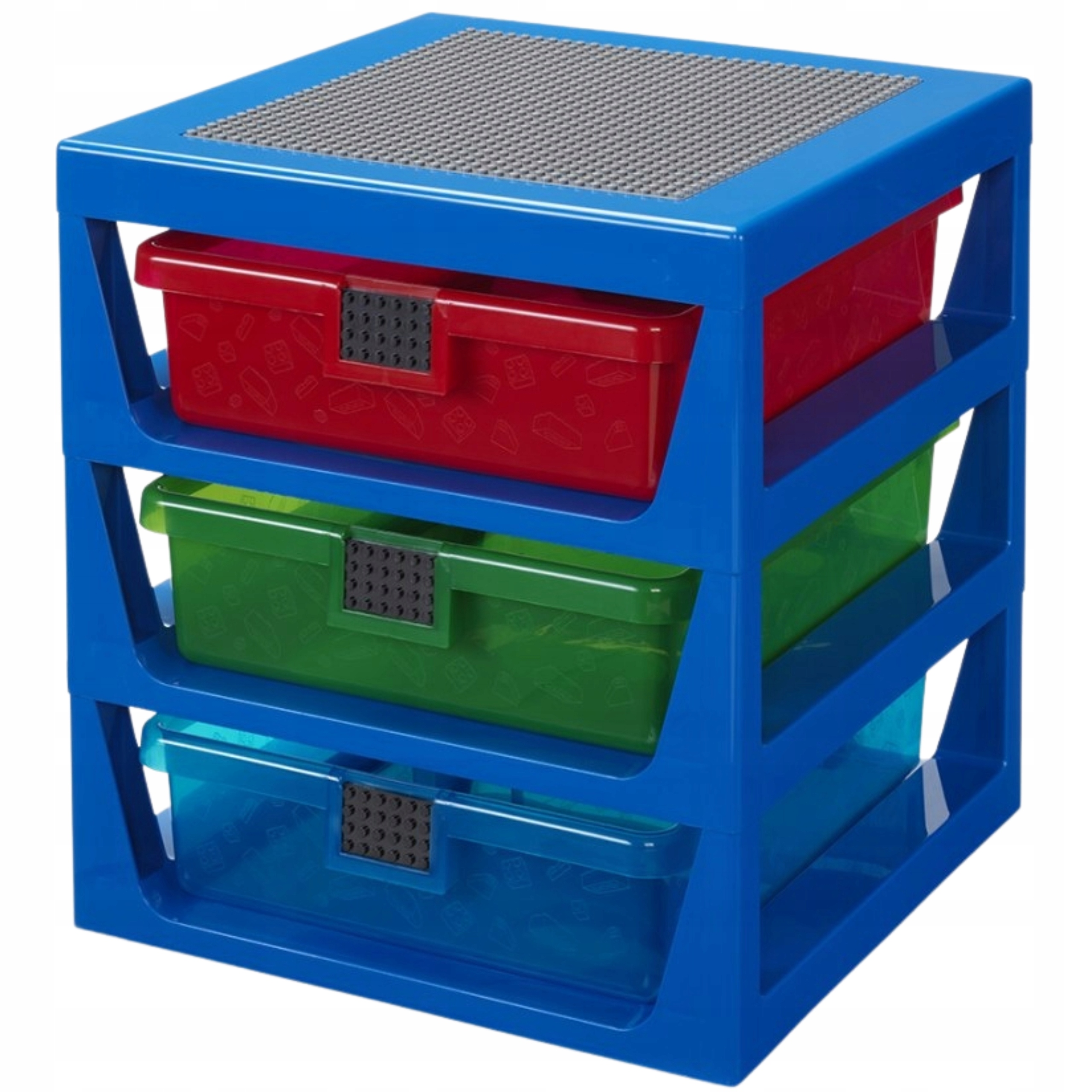 Regál Lego se zásuvkami (modrý) – rozměry 34,5 x 32,5 x 37,5 cm