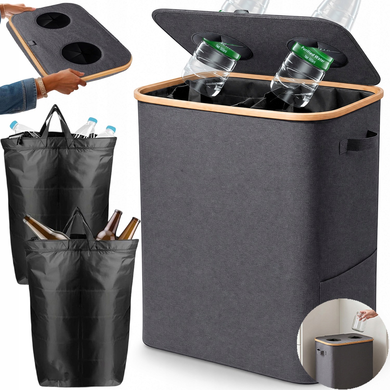 Koš Taška Na Recyklaci Odpadu Plastová Pet Láhev Skládací Nádoba 140 L