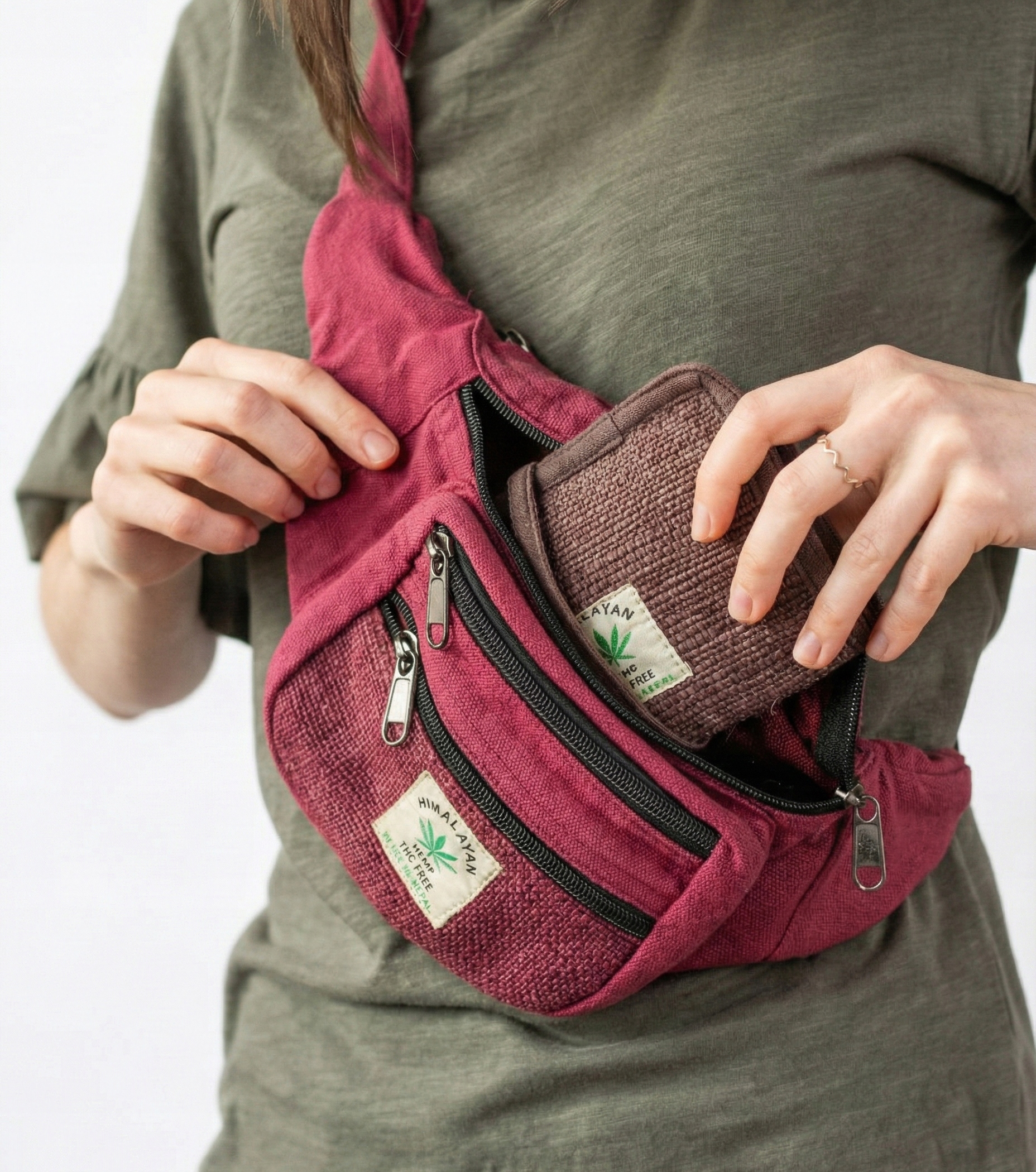 Červená ledvinka Himalayan Hemp handmade brašna ledvinka hippie etno