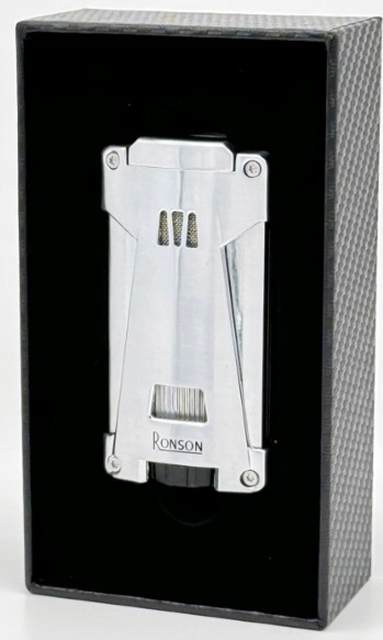 Zapalovač žárovkový Ronson Hurricane RGL119 Chrome Satin 3 jet s puncherem