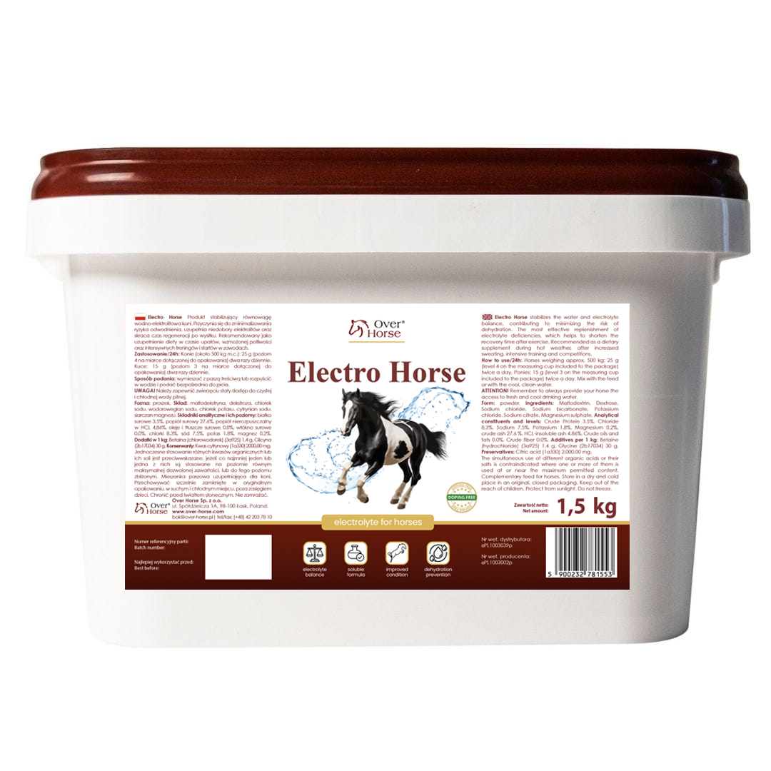 Elektrolity w proszku dla koni Electro Horse 1,5 kg szampon 50ml