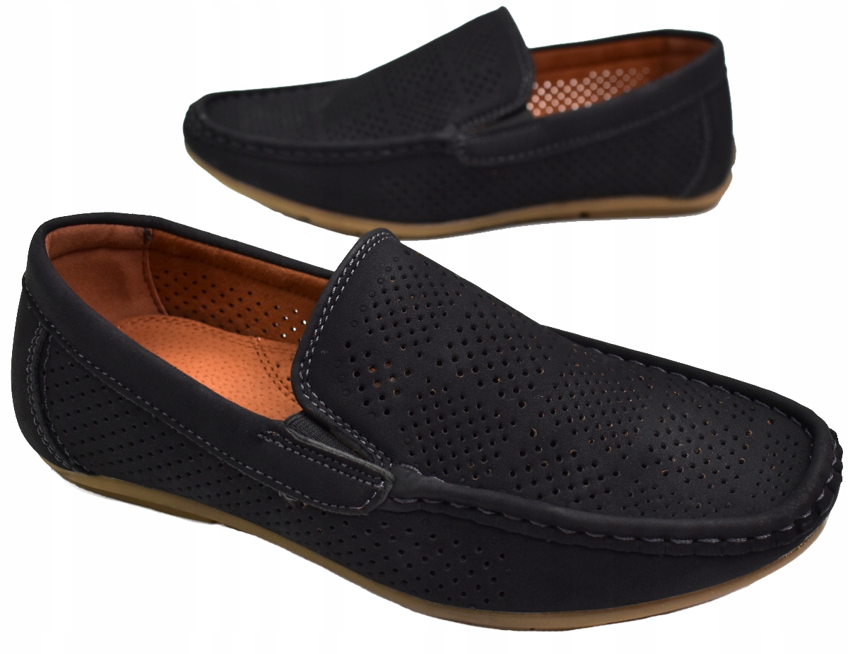 BESSKY Nowe Czarne PÓŁBUTY Mokasyny 26 cm - 41 Rozmiar (new) 41