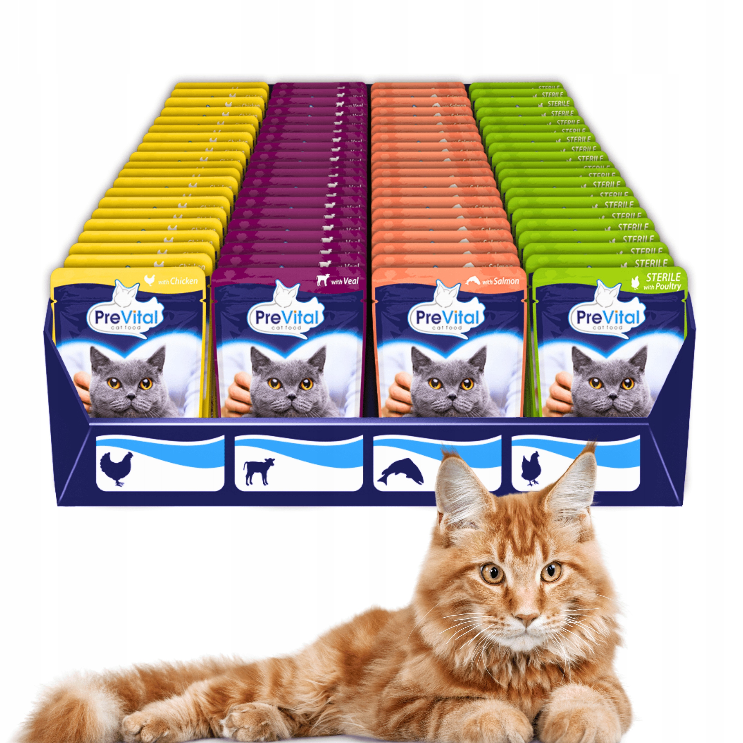 PreVital mokré krmivo pro kočky mix chutí XXL sada 96x100g