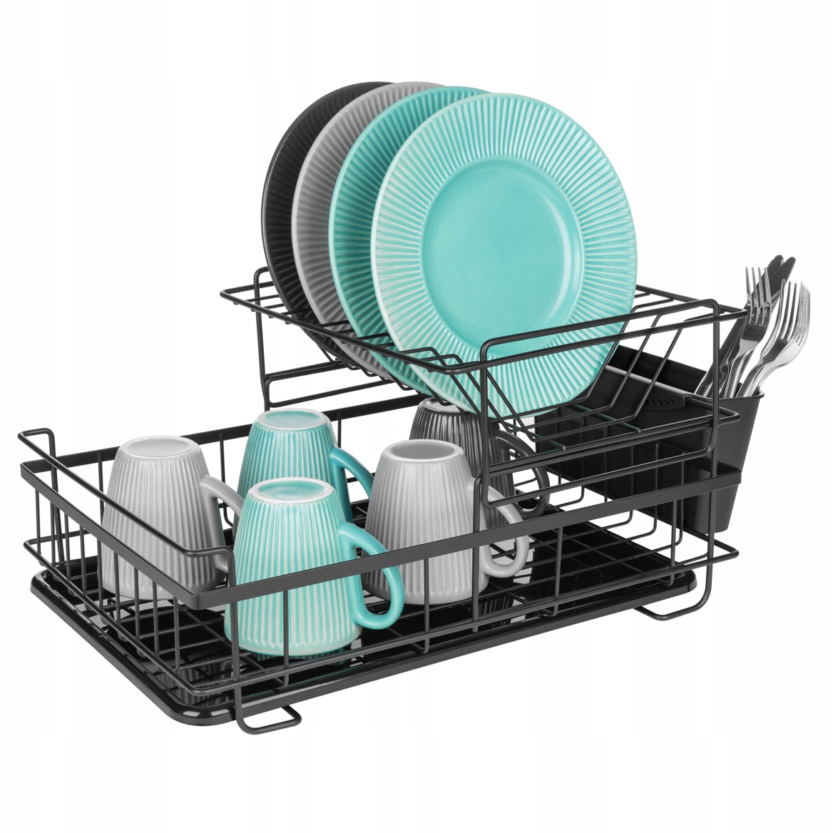 DWUPOZIOMOWA SUSZARKA OCIEKACZ DO NACZYŃ Z PÓŁKĄ NA 11 TALERZY 43x30x22CM Stan opakowania oryginalne