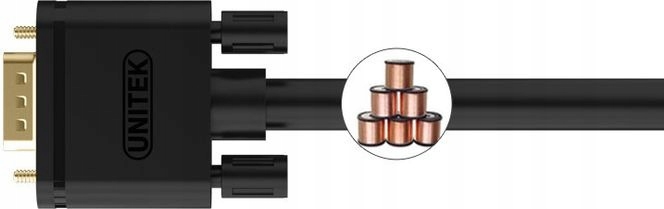 Kabel przewód PREMIUM VGA HD15 M/M 1m UNITEK Model VGA - VGA