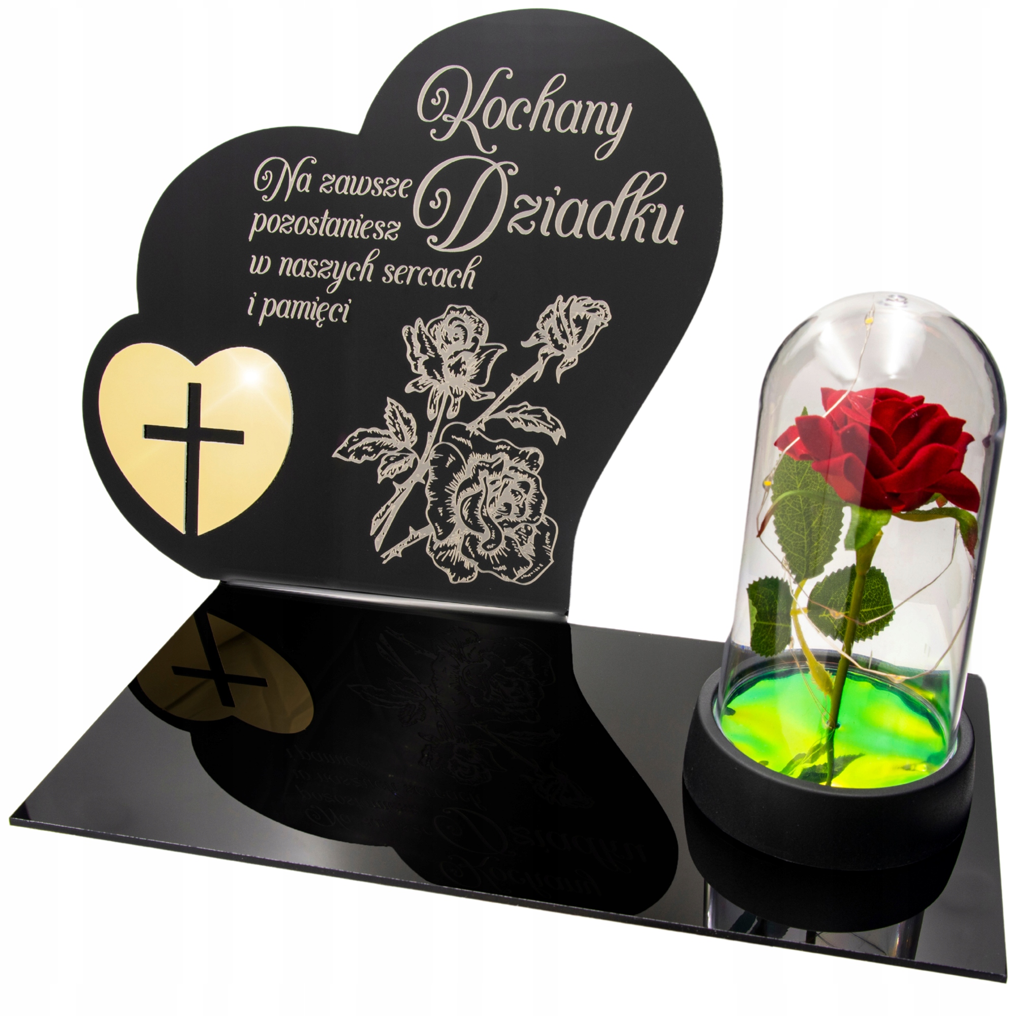 Dekorace na hrob S Gravírováním Hřbitovní Svíčka podstavec na hřbitov Růže Pro Dědečka