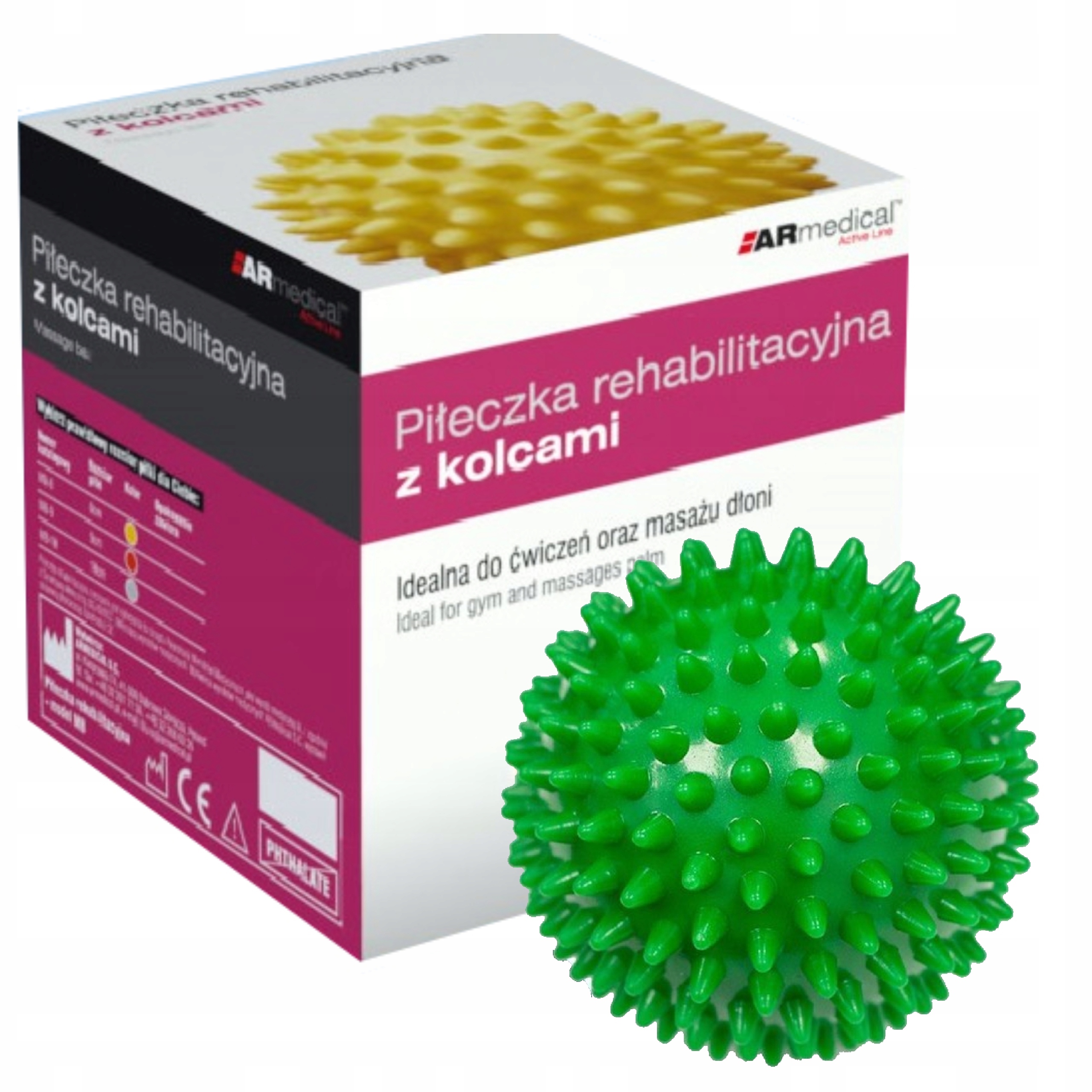 PIŁKA PIŁECZKA REHABILITACYJNA Z KOLCAMI 7cm do masażu ćwiczeń z wypustkami