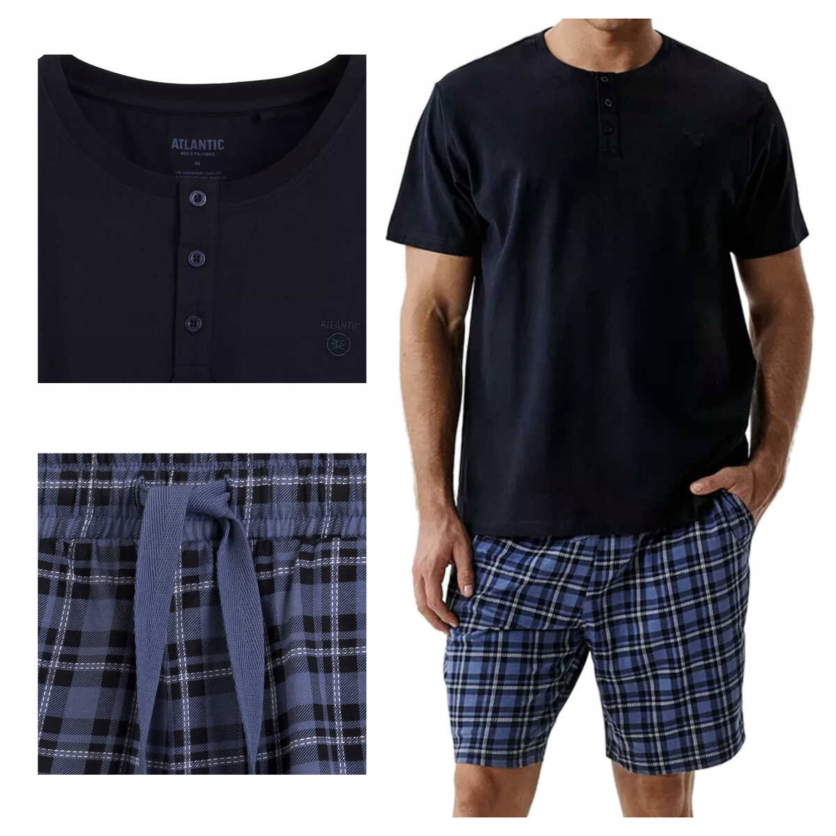 Atlantic Piżama męska bawełniana krótki rękaw Nmp 401 grn/den M