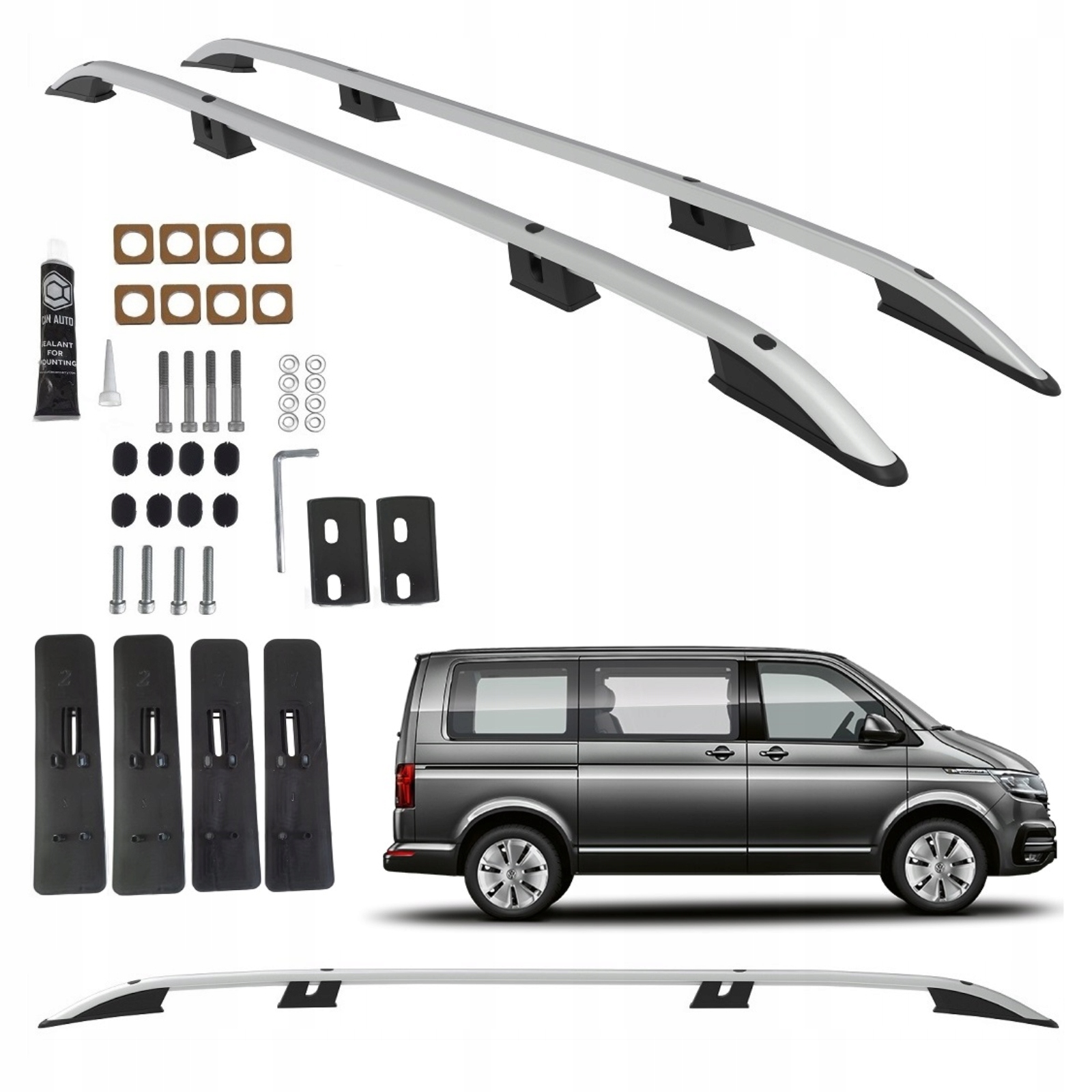 Střešní nosiče Volkswagen Transporter T5 T6 dlouhé Long Stříbrné