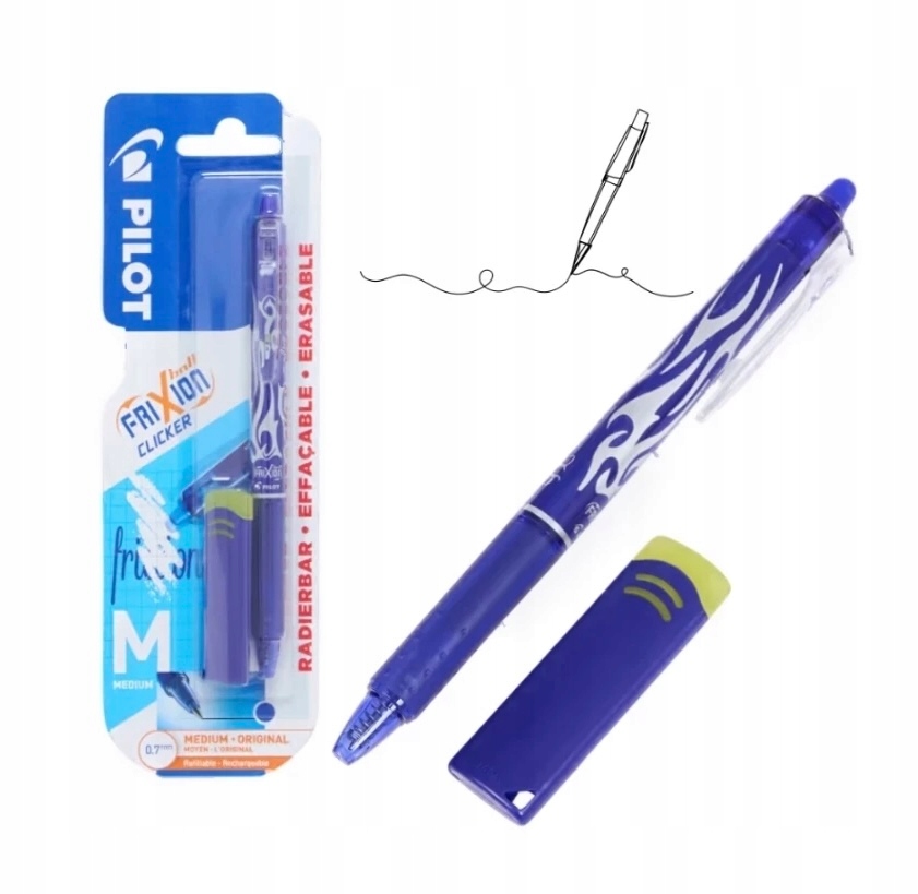 PIÓRO KULKOWE PILOT FRIXION 0,7 CLICER NIEBIESKI + GUMKA PILOT