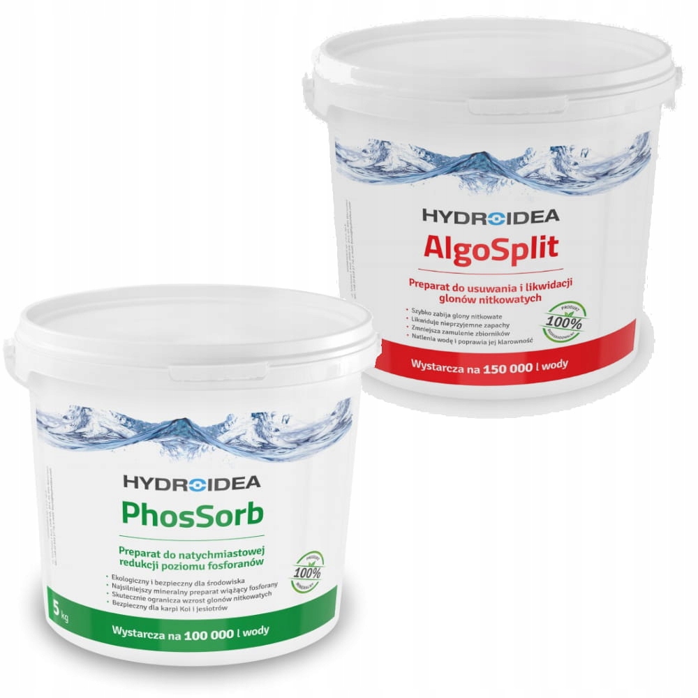 Hydroidea PhosSorb AlgoSplit odstraňuje řasy v jezírku o hmotnosti 2 x 5 kg
