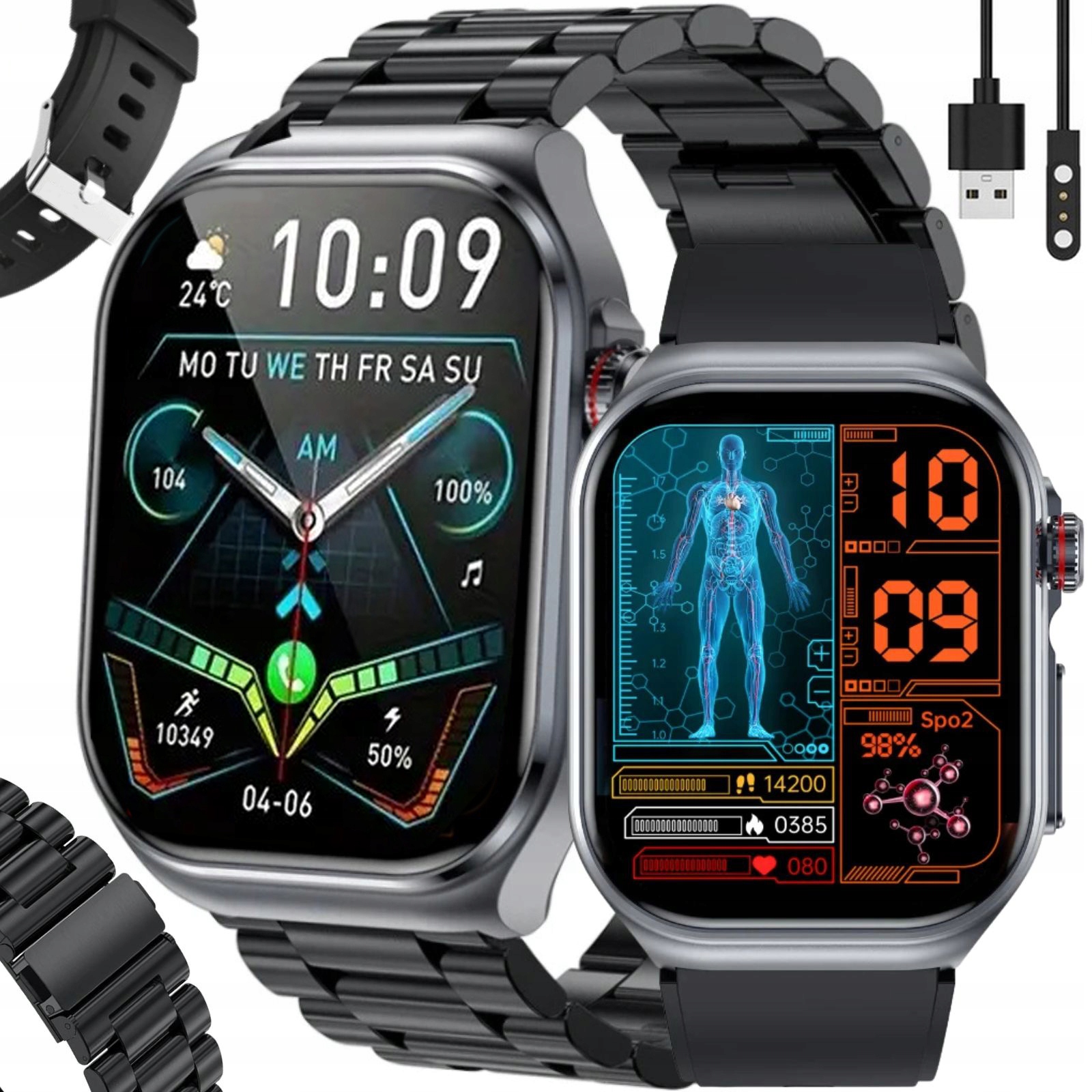 Hodinky Chytré Hodinky Rubicon Připojení Teploměr Ekg Hrv Puls Tlak