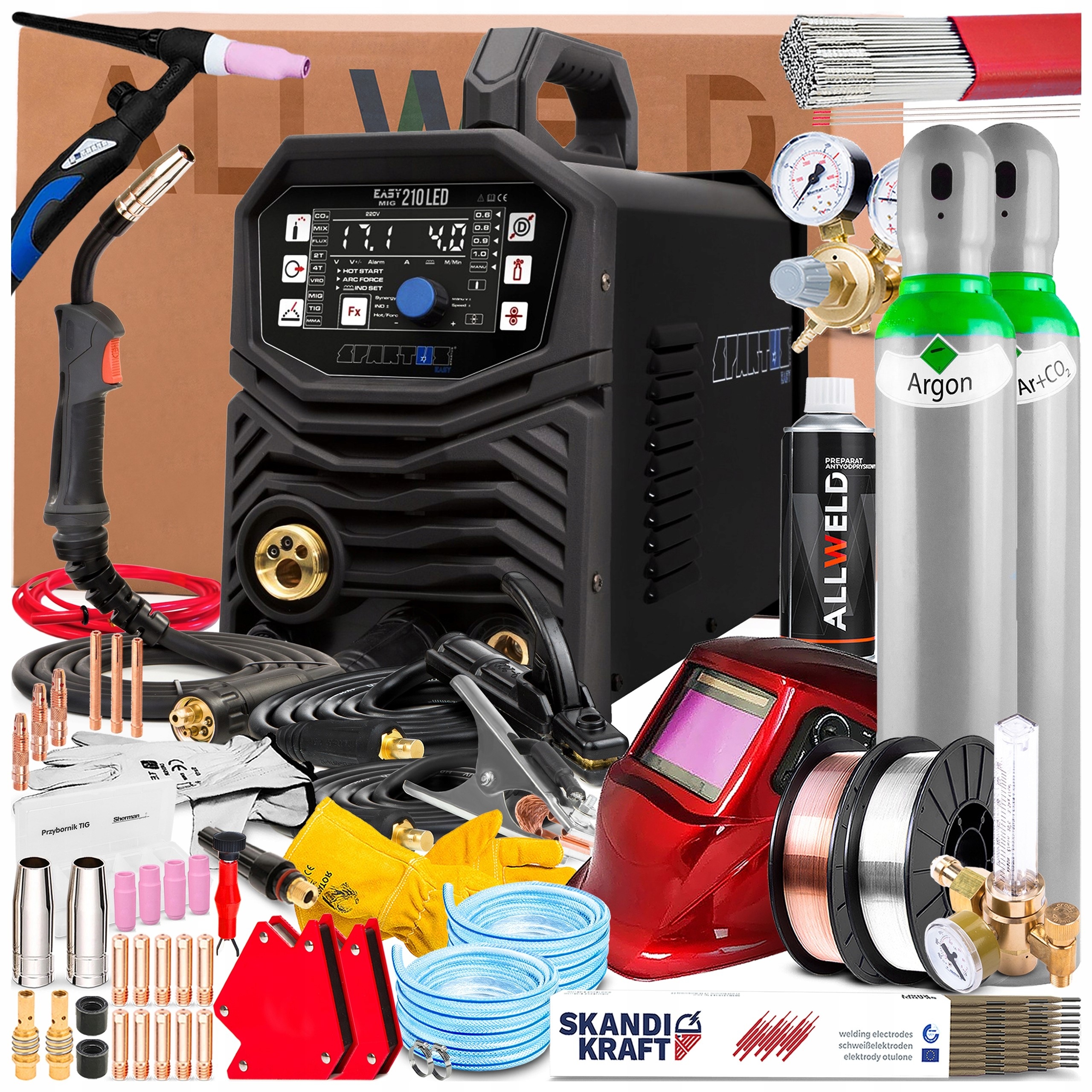 Spartus Easymig 210 Led 230V 200A Synergie Tig Lift Mma Flux 2T/4T
