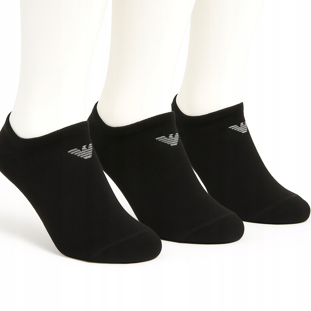 3 balení Ponožky kotníkové ponožky Emporio Armani Calza L vel. 43-46 bavlna černé 3-Pack