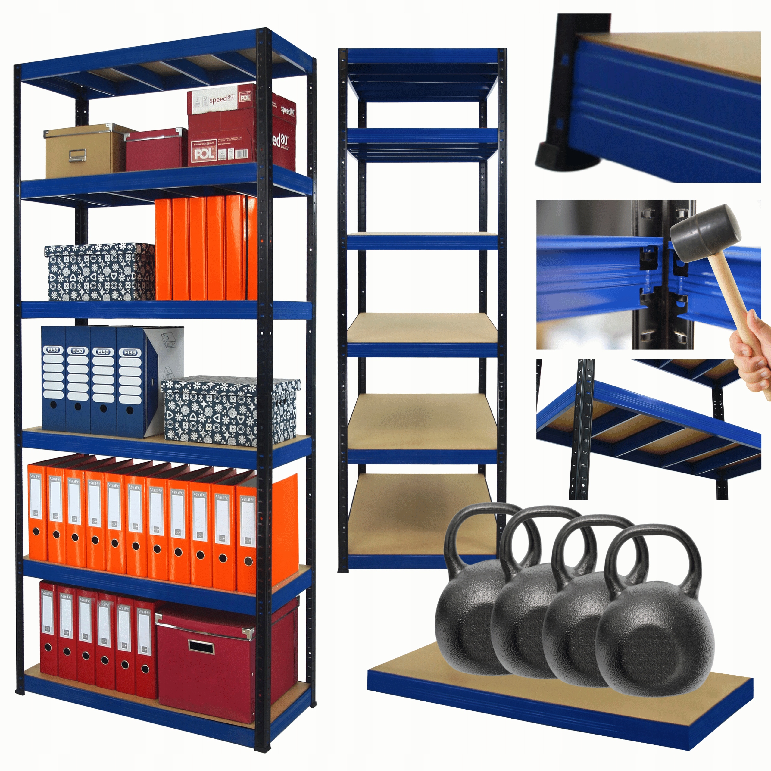 Kovový skladový regál Helios 213x100x60 cm 6Px400 kg 300TYS Komb