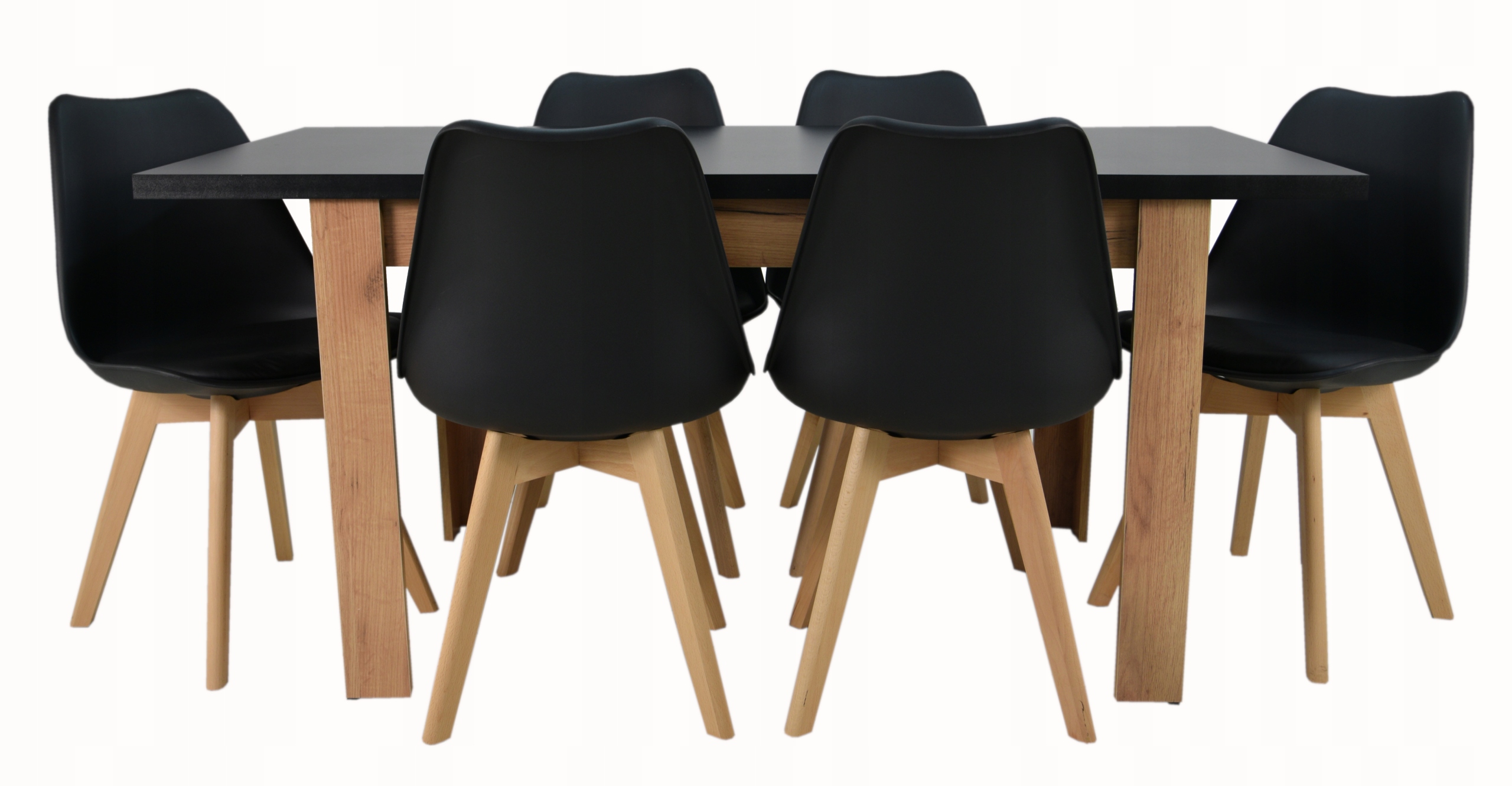 rozkładany stół DĄB i 6 krzeseł z poduszką JADALNI