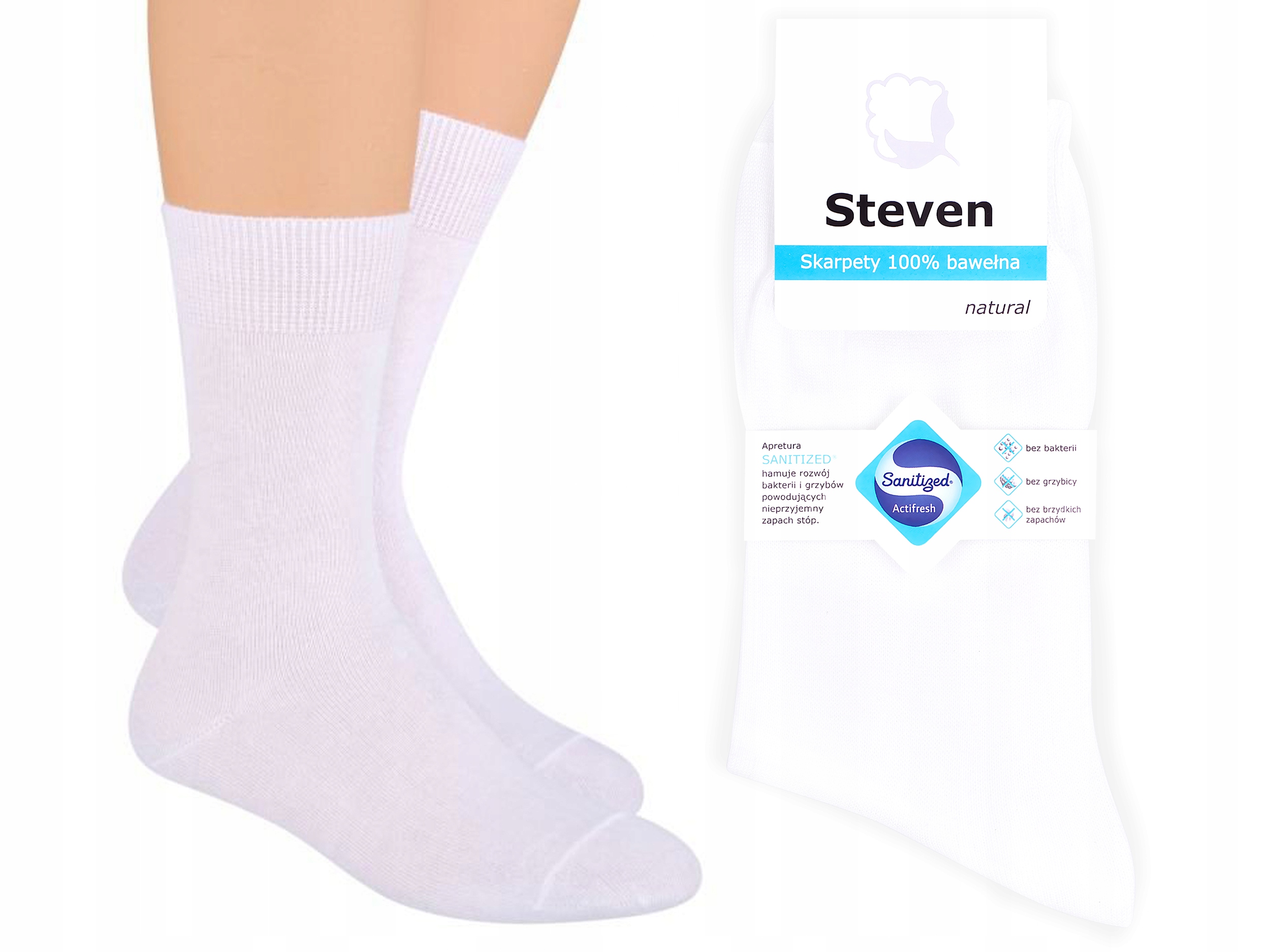 

Steven 055 Skarpety 100% Bawełna Biały 38-40