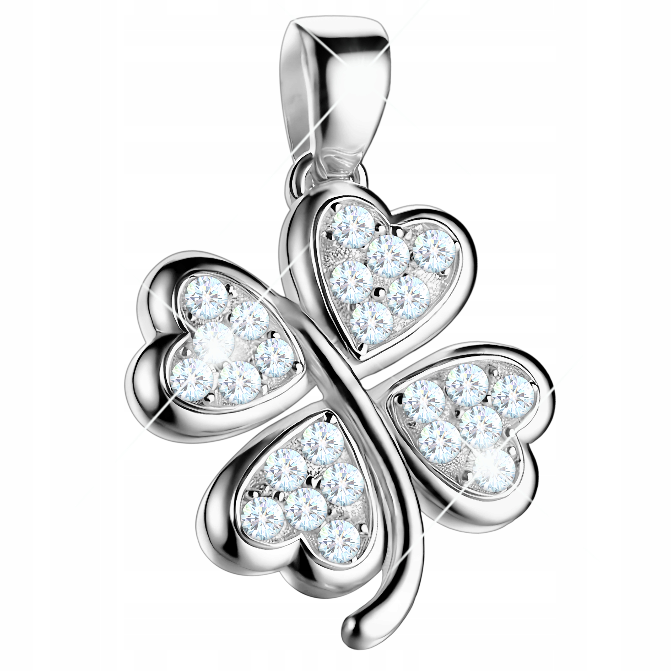 Stříbrný přívěsek na řetízek Čtyřlístek Zirkony 925 Stříbro