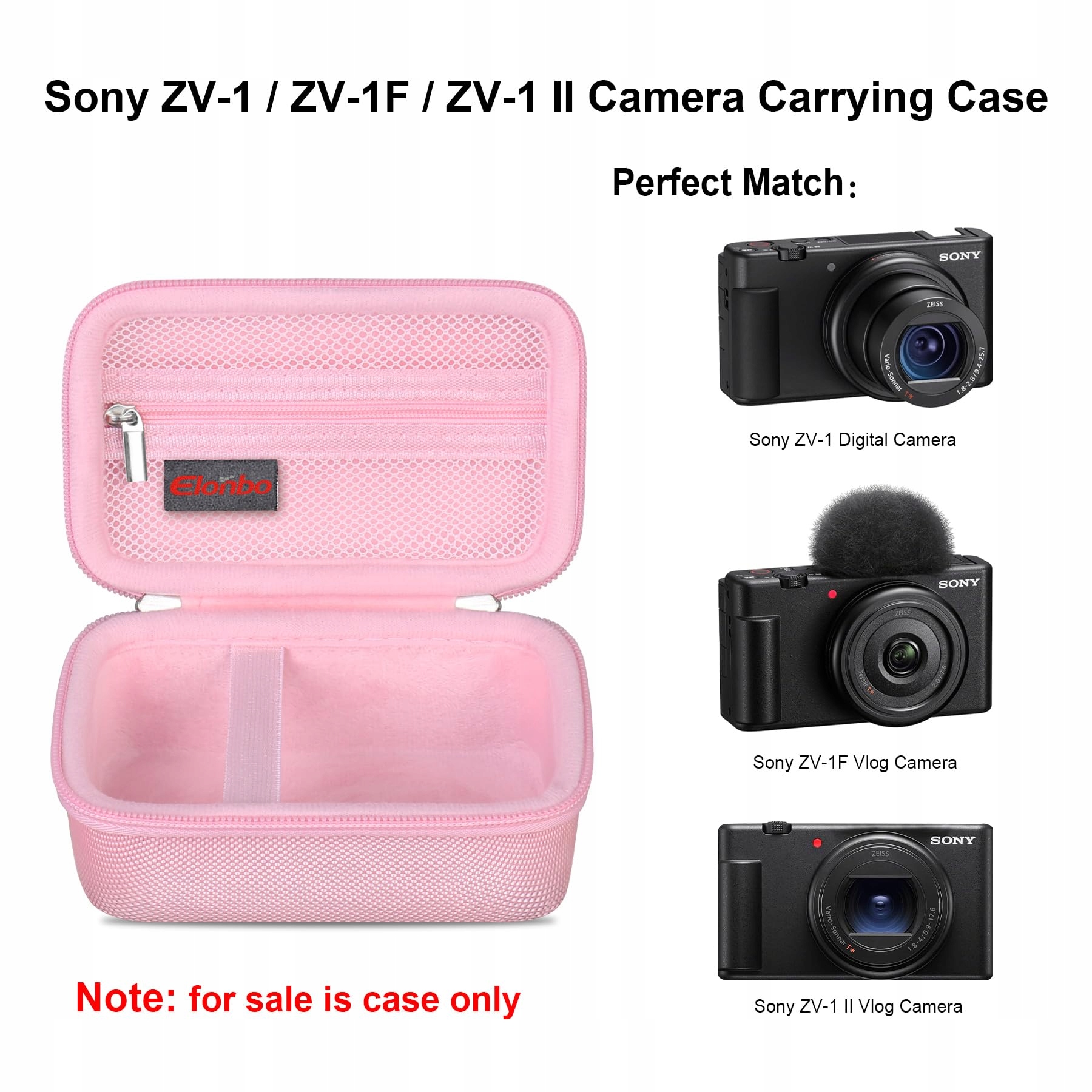 ELONBO Torba Podróżna Do Sony ZV-1 ZV-1F ZV-1 II Kamera 4K Różowa — miniatura 2