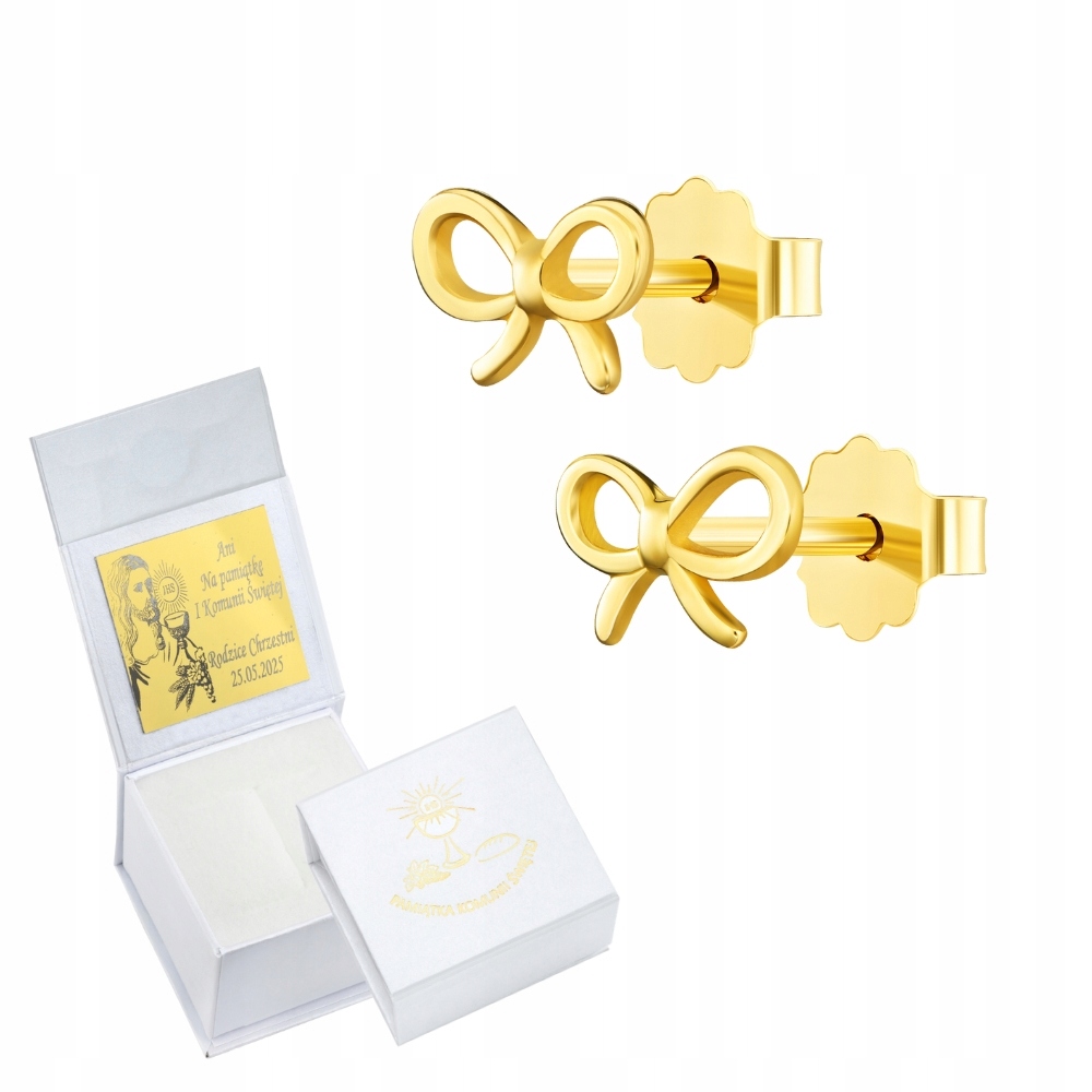 Zlaté Náušnice S Mašličkami 585 Jemný Malý Dárek K Přijímání