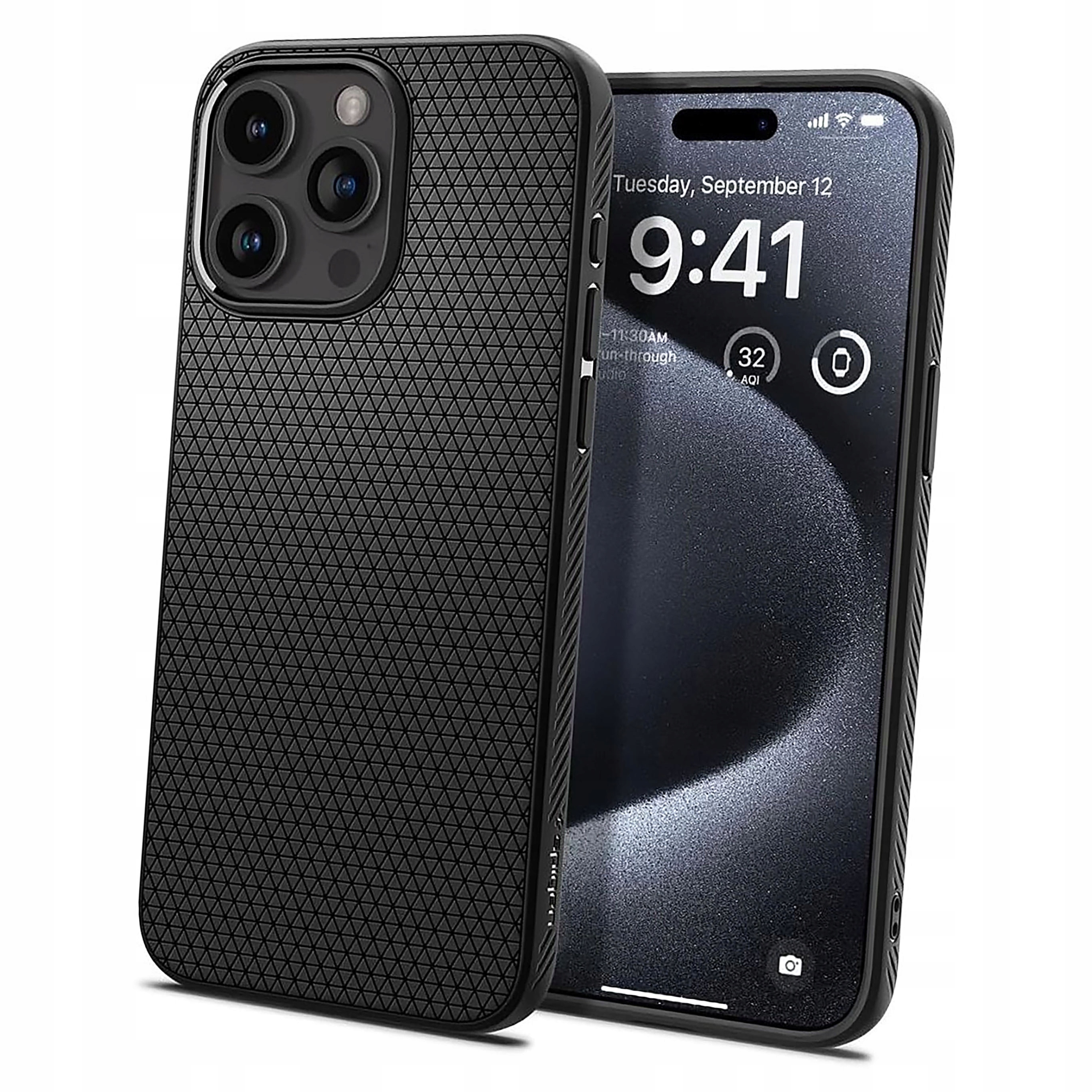 Plecki Etui Spigen Liquid Air do iPhone 15 Pro czarny mat