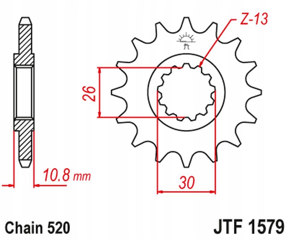 Jt Zębatka Przednia 579M 16 Yamaha Yzf R1 '98-21', FZ-1 '10-15' (579M16JT)