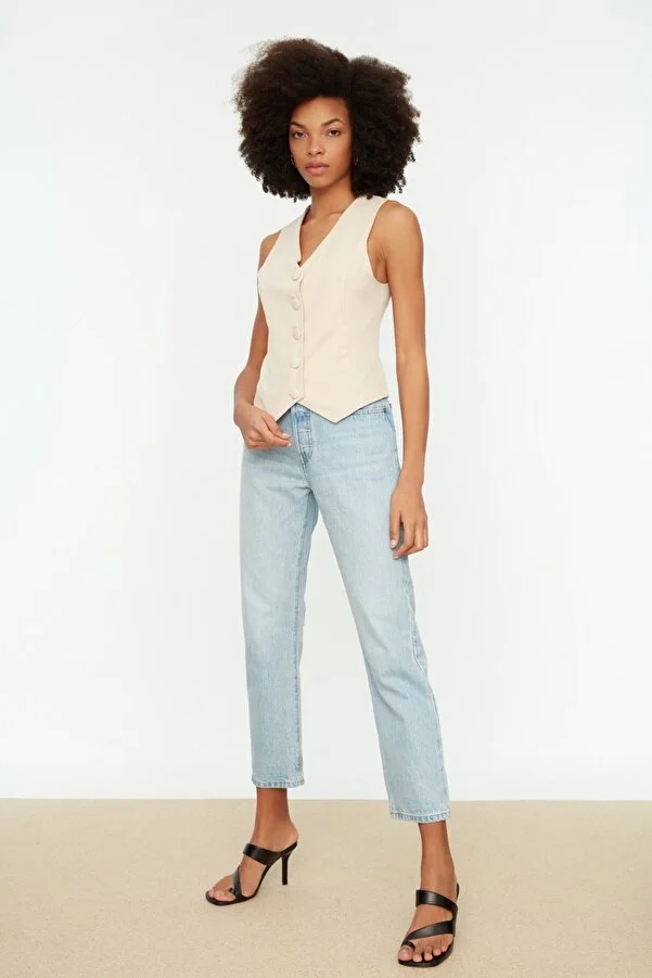 TRENDYOL 34 XS KAMIZELKA BEŻOWA ELEGANCKA R9056