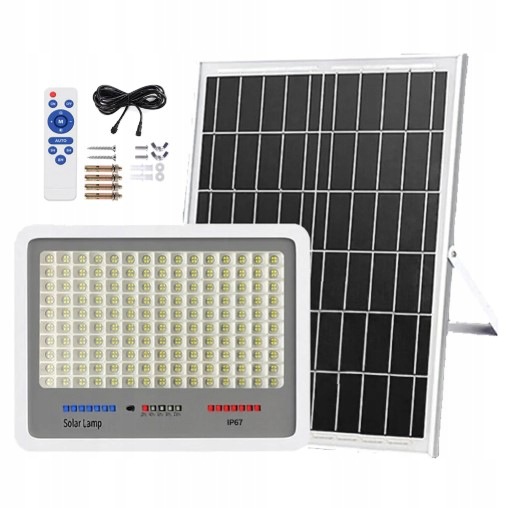 Solární Lampa 200W Halogen Led Zářič Soumrakový Senzor Dálkový Ovladač Zahradní