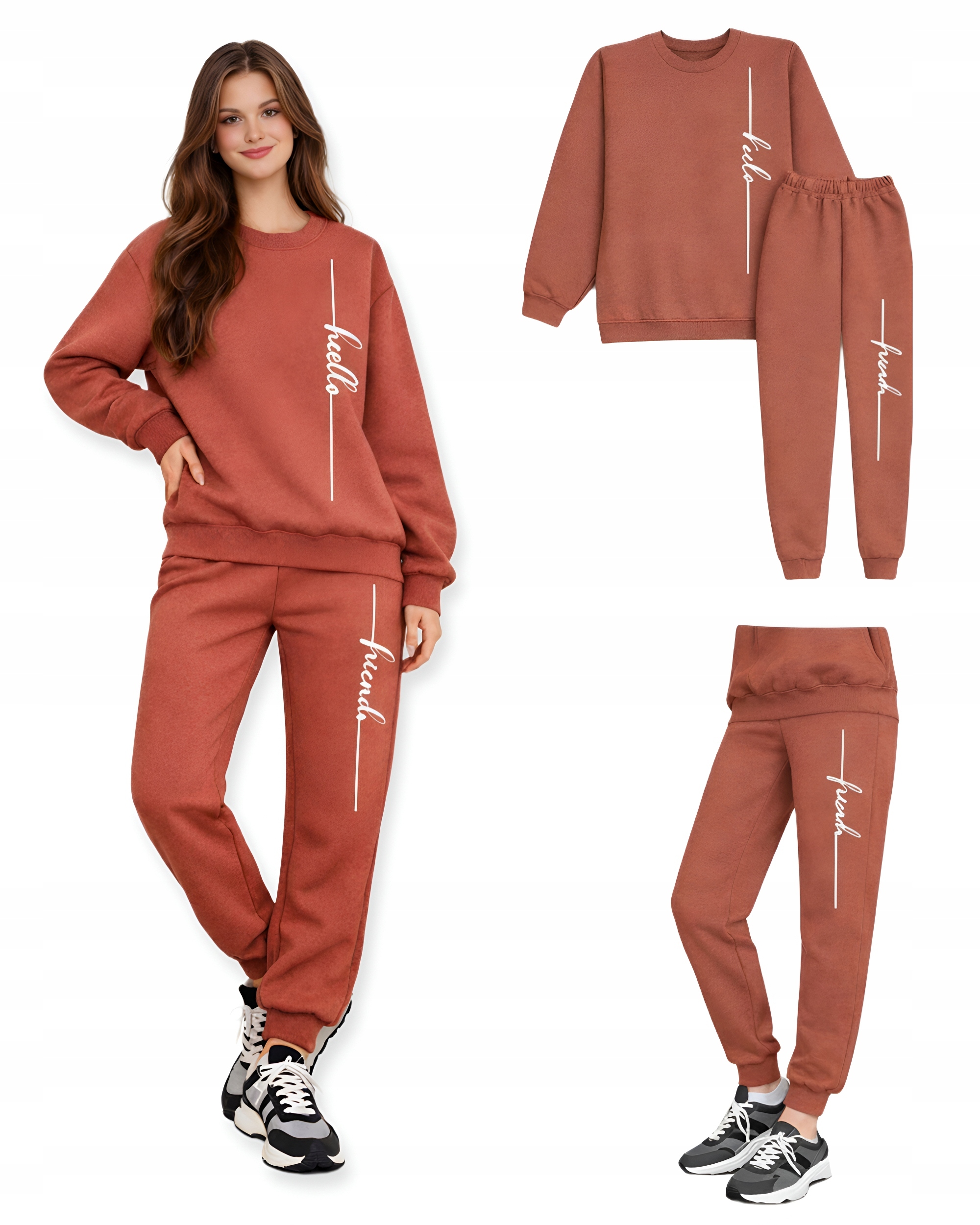 tepláková souprava XL pro mládež Teplákovka Teplý mešek Bavlna Tmavý Pudr