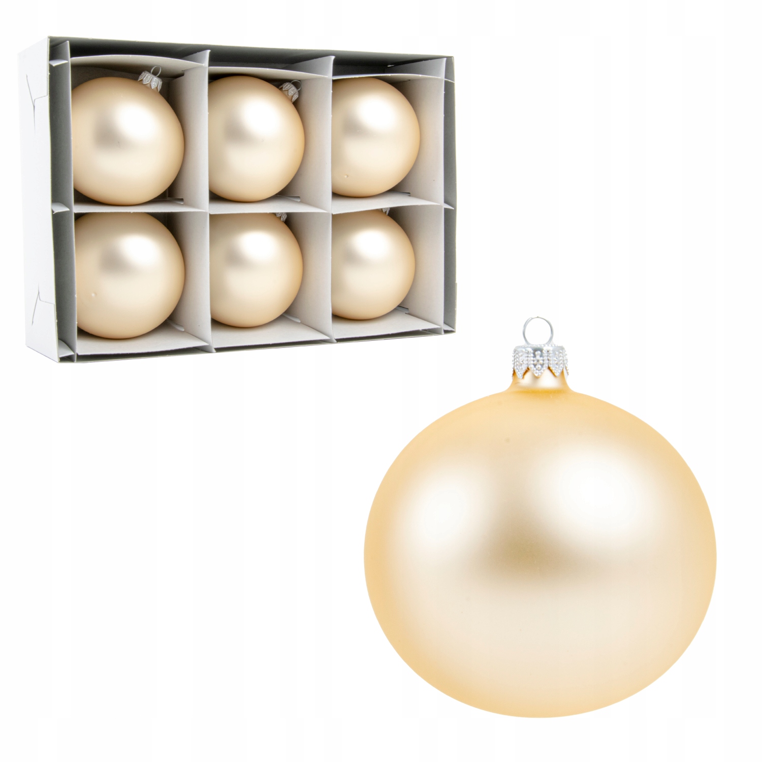 

Szklane bombki na choinkę matowe wanilia 8 cm 6szt