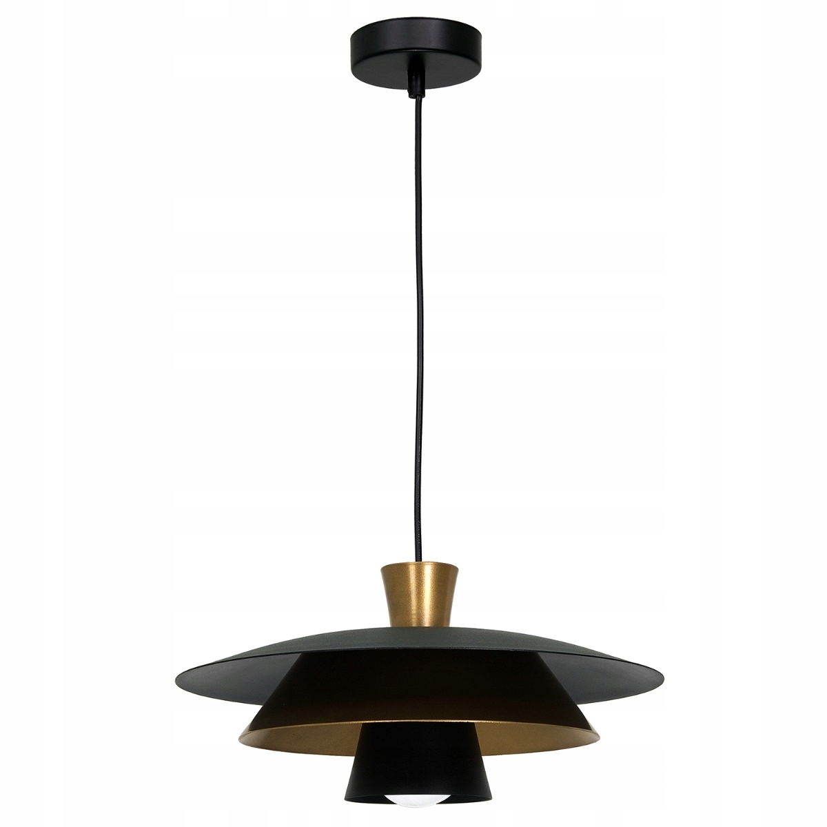 Čierna zlatá dekoratívna závesná lampa do obývacej izby a jedálne Luminex