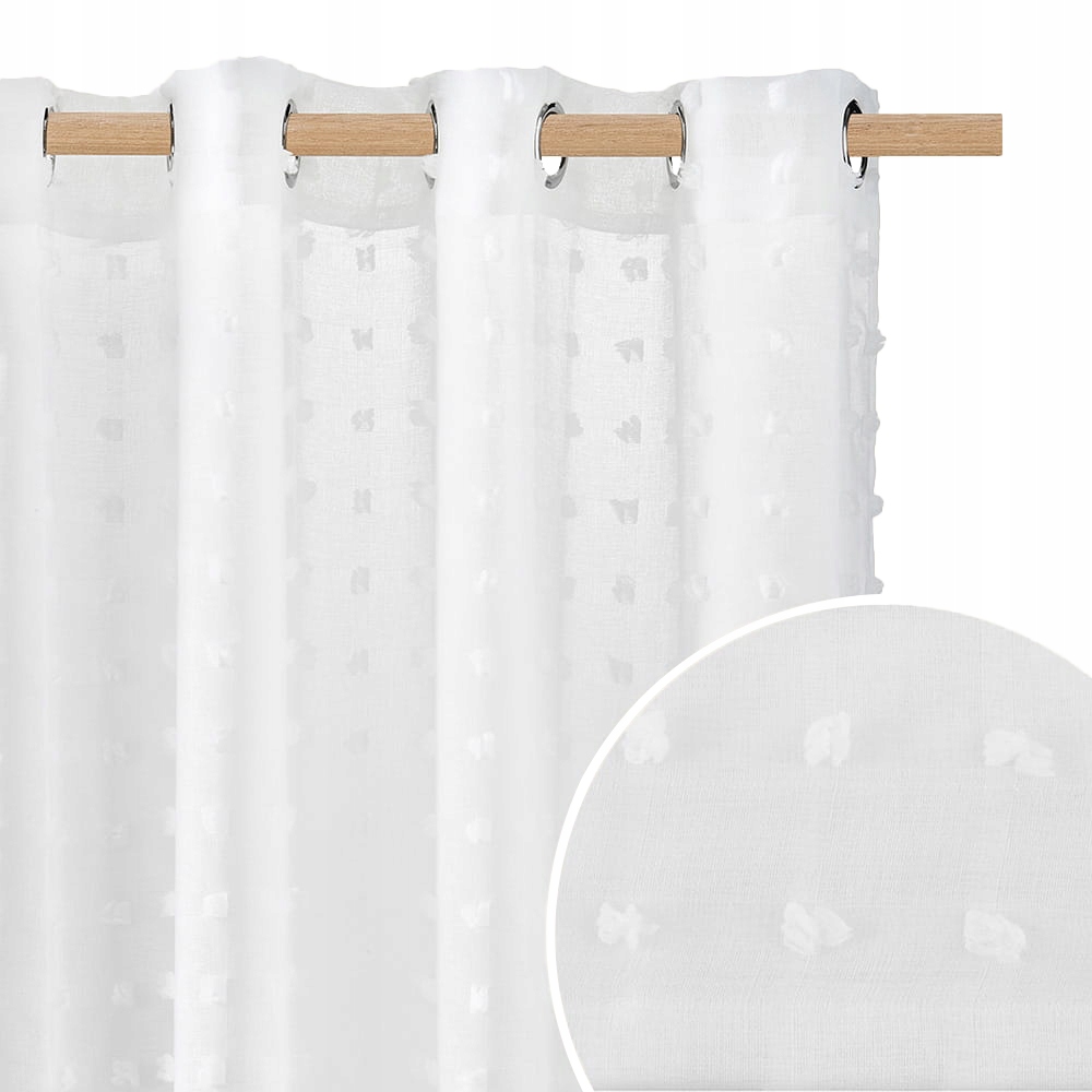 ROOM99 Firana 300x260 gotowa biała do salonu na przelotki kółka Casablanca