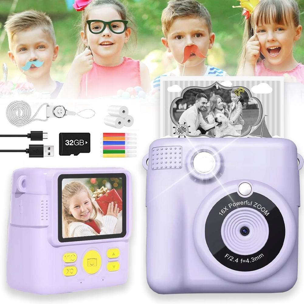 Mini Termální Tiskárna Instantní Fotoaparát 3 Rolky Pro Děti