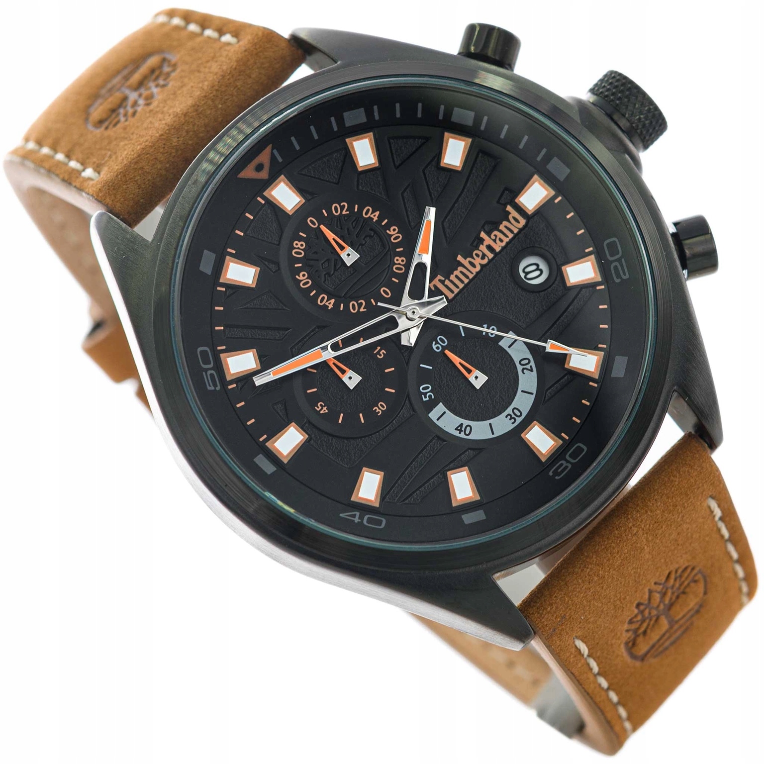 Pánské hodinky Timberland TDWGC9000401 hnědé s koženým řemínkem, chronograf a Datumovka