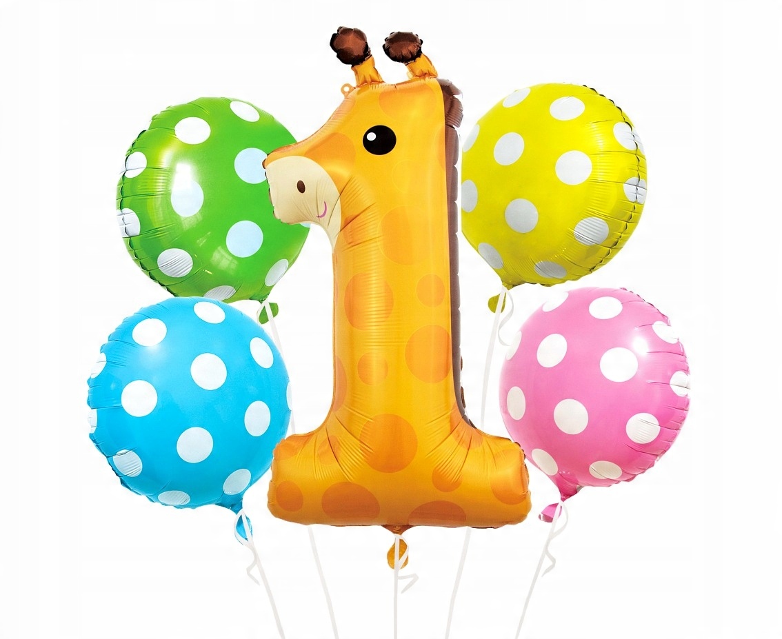 

Balony foliowe - zestaw Żyrafa cyfra 1 Roczek