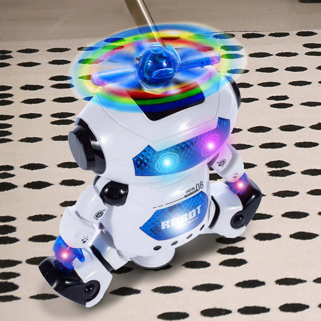 ROBOT INTERAKTYWNY TAŃCZĄCY NA BATERIĘ DLA DZIECI ANDROID OBRÓT 360 STOPNI Szerokość produktu 16 cm