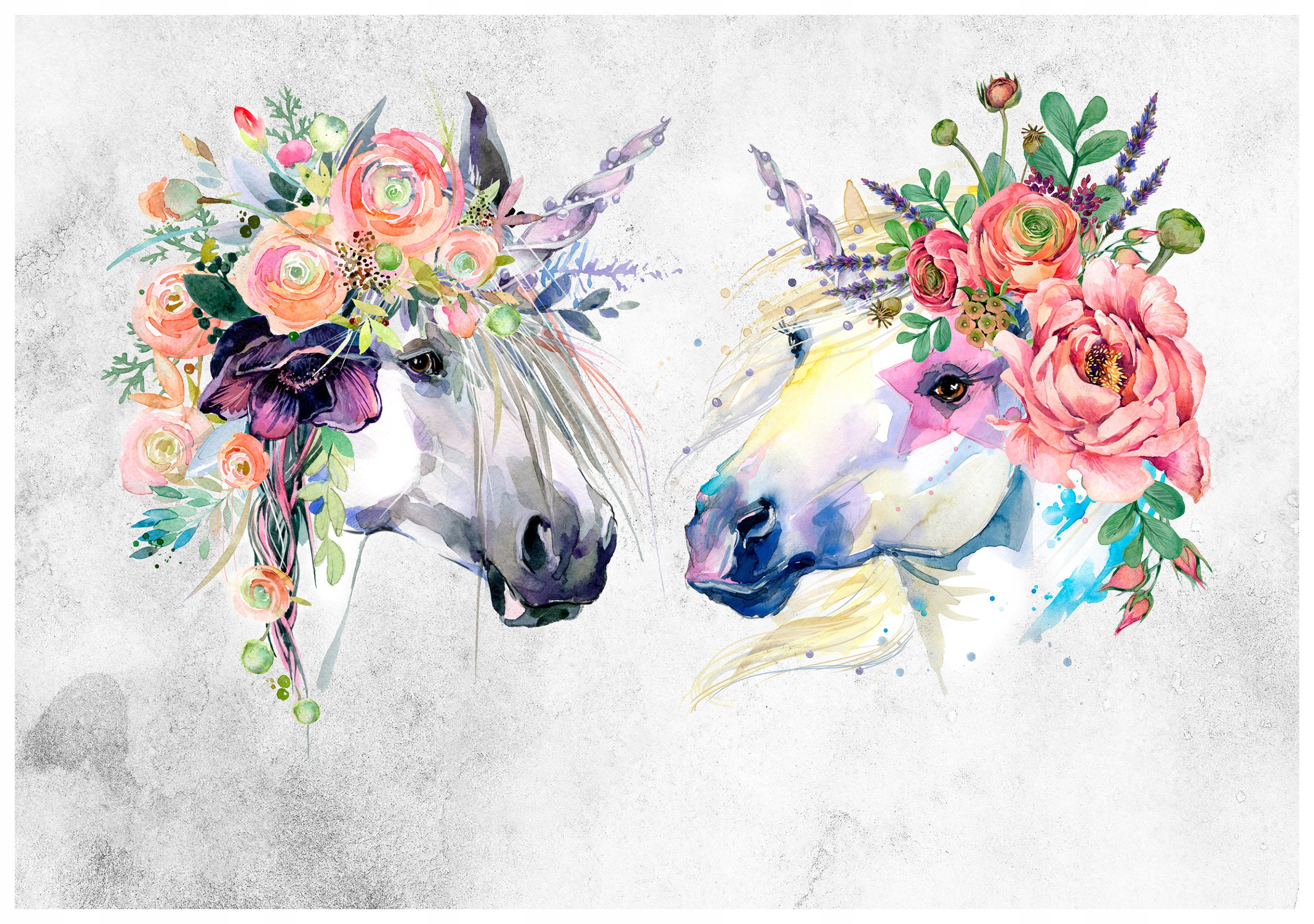 Fototapeta flizelina Jednorožci v květinách akvarelové sny 254x184 lepidlo