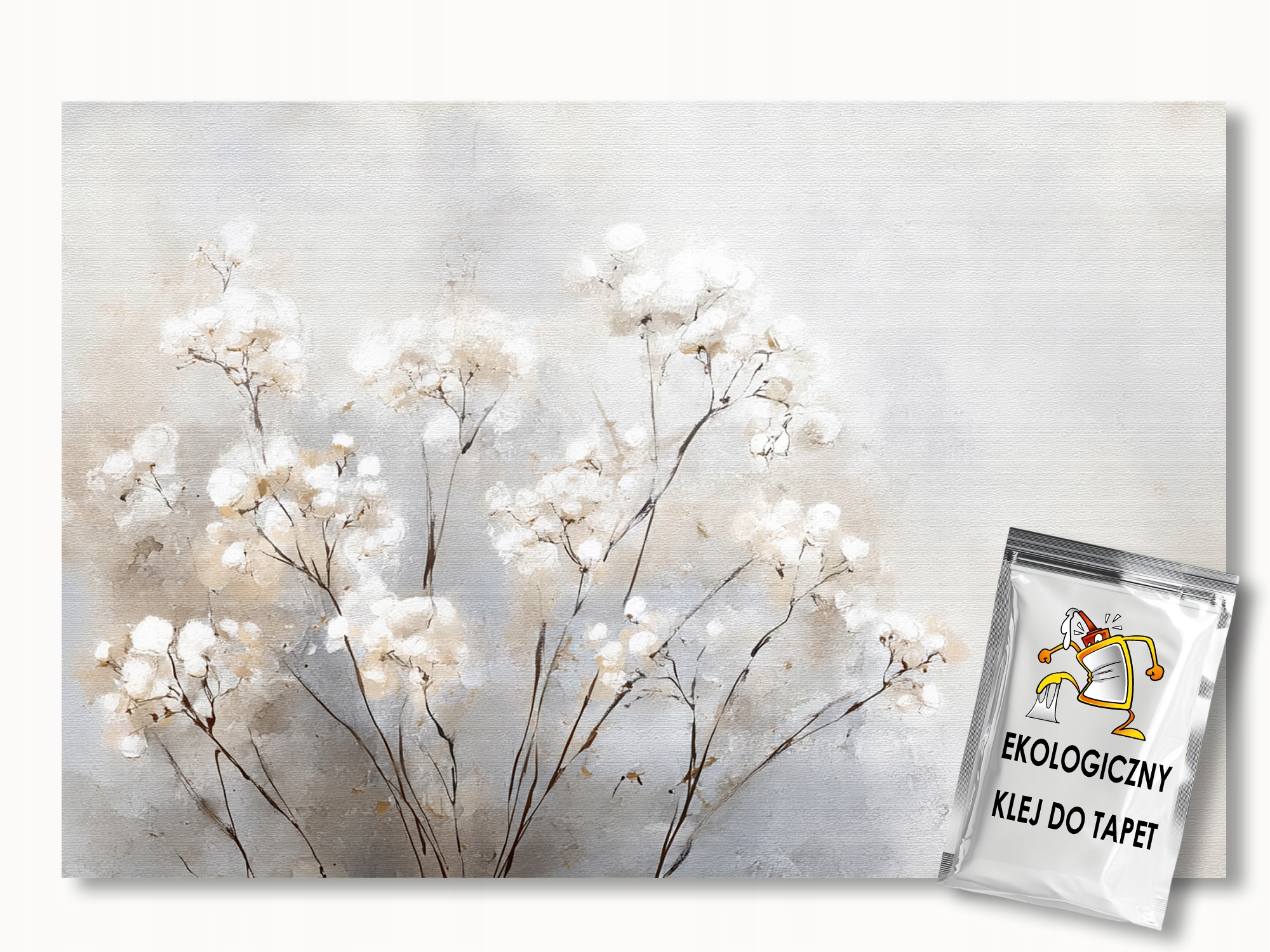 Fototapeta Flizelina Příroda Bílé Květy Sádrová Hygge Boho 400x280 155g