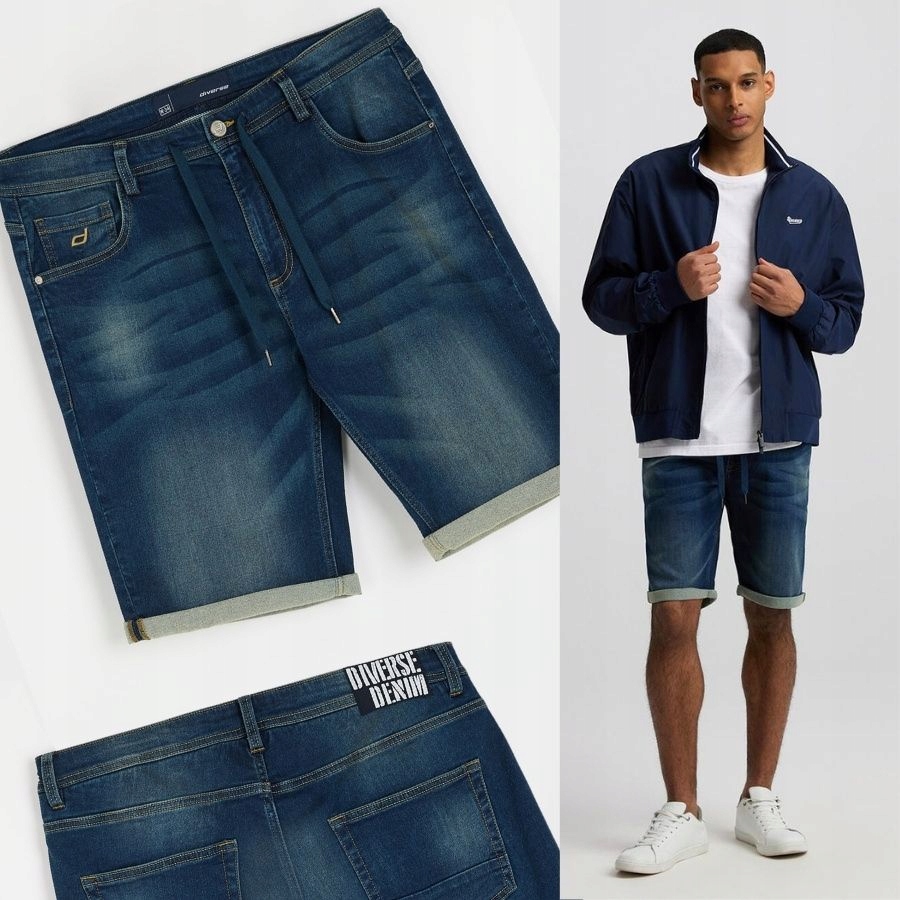 Spodenki Jeansowe Męskie Diverse Krótkie Spodnie Szorty Na Co Dzień