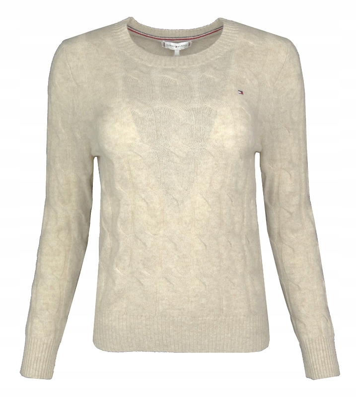 Tommy Hilfiger dámský vlněný svetr s copánkem, béžový, Xs