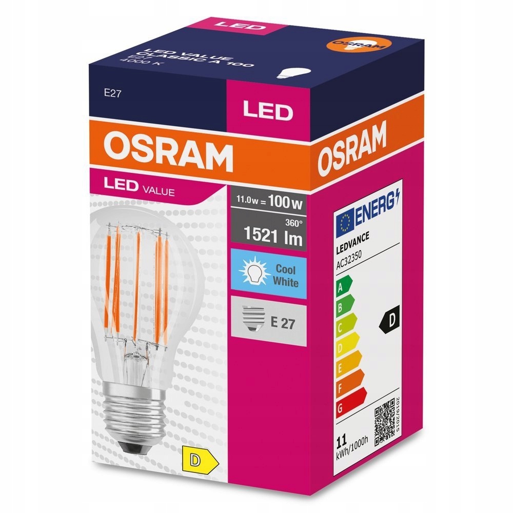 

Żarówka Led E27 11W Value A60 1521lm 4000K