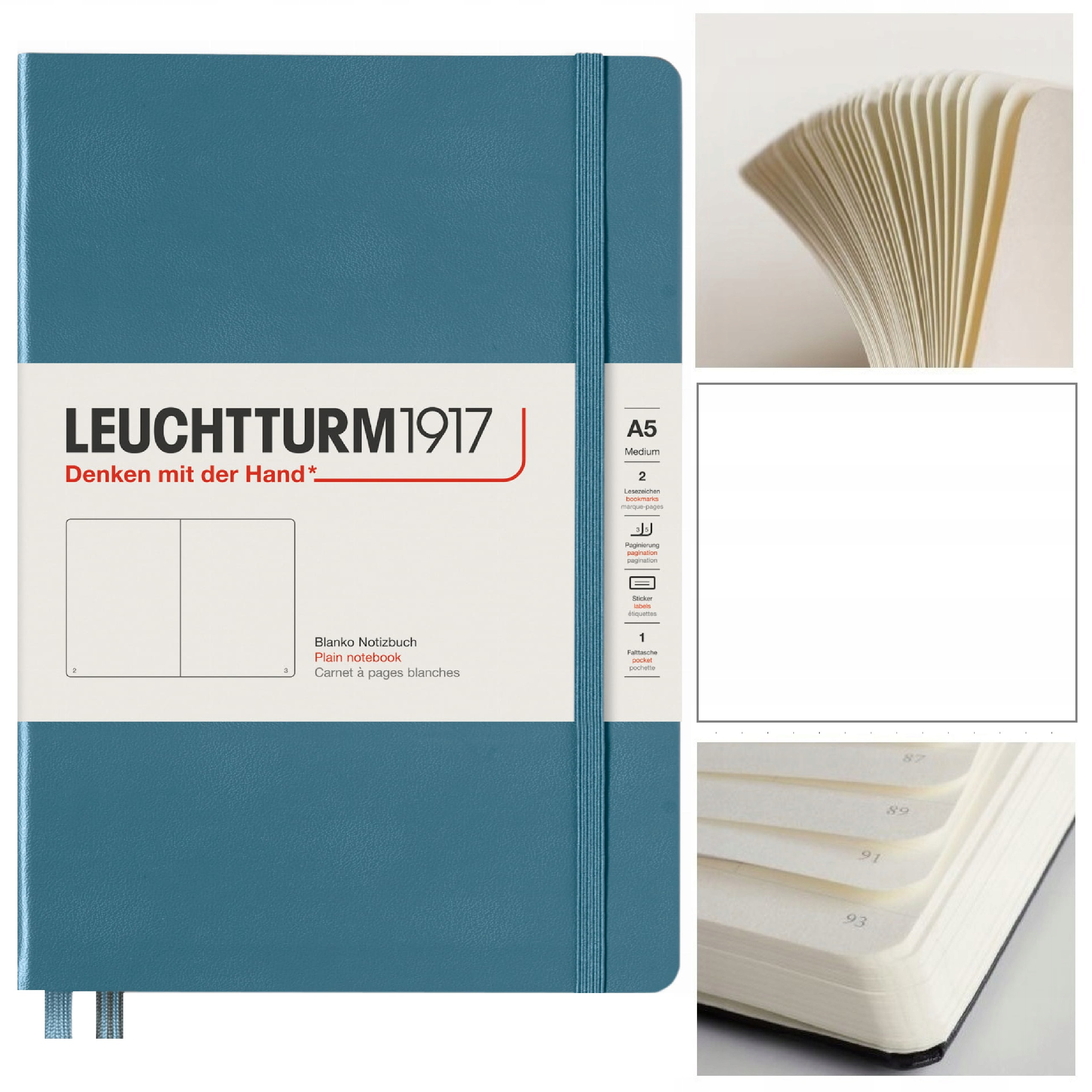 LEUCHTTURM1917 Notatnik Notes A5 Gładki twarda oprawa szkicownik Stone Blue
