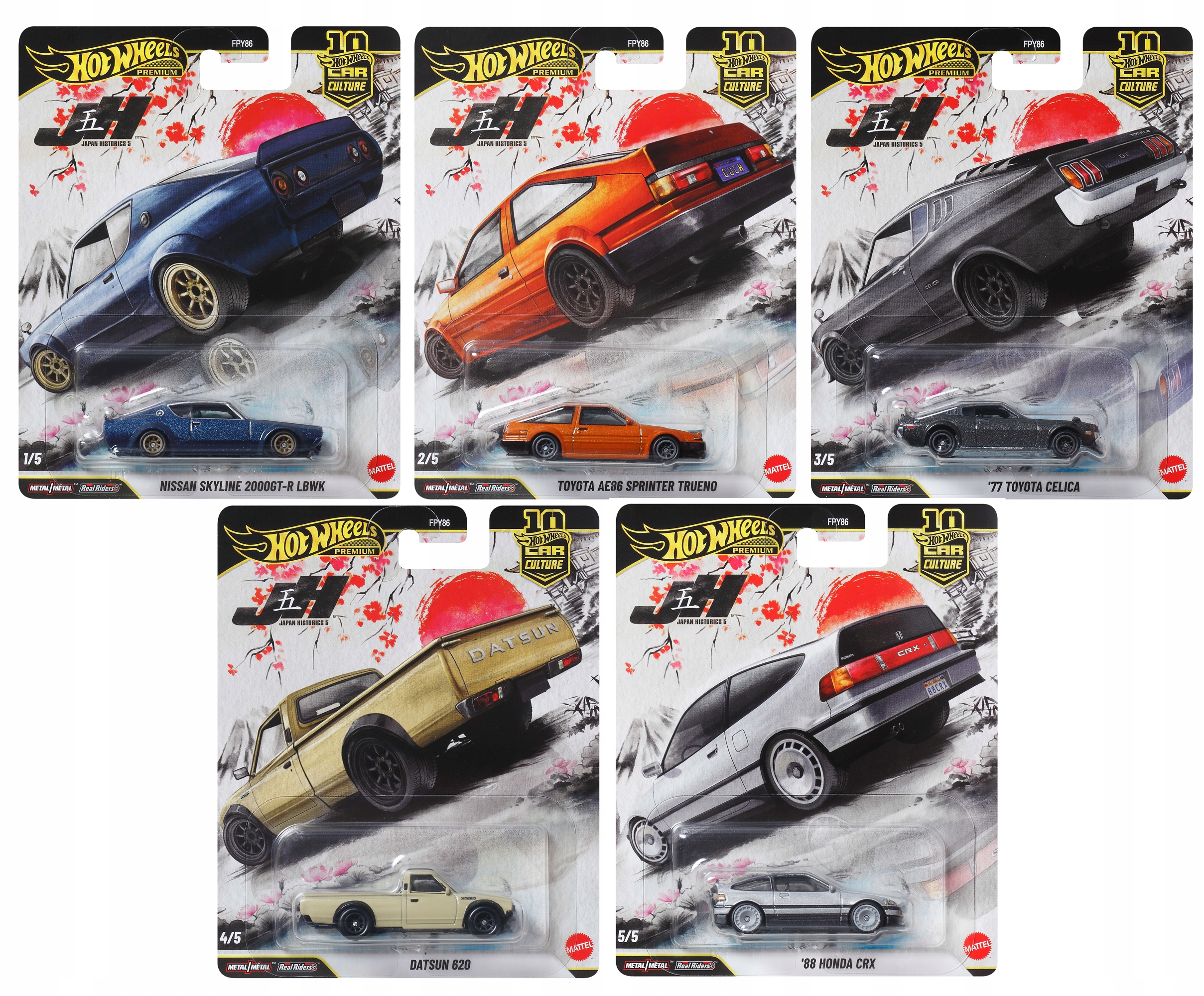 Hot Wheels Premium Car Culture Japan Historics 5 zestaw 5 aut FPY86
