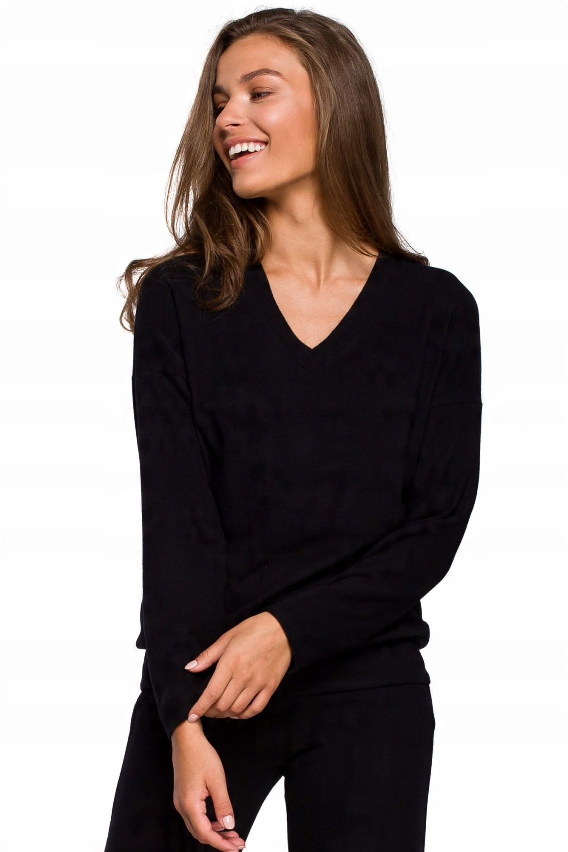 

S246 Sweterek z dekoltem v - czarny 2XL/3XL czarny