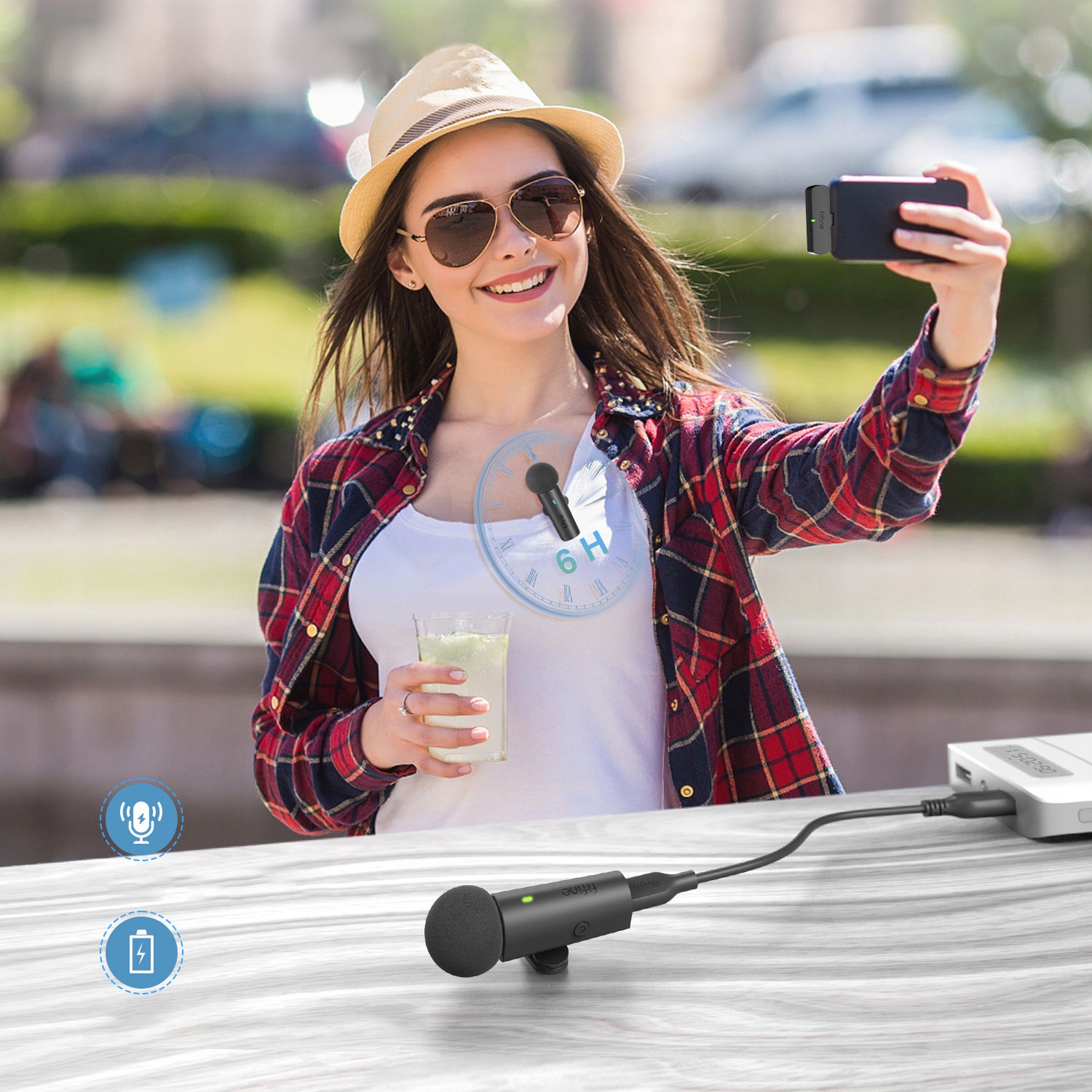 FIFINE M8 DWA MIKROFONY BEZPRZEWODOWE KRAWATOWE 2.4GHZ DO TELEFONU USB-C Marka Fifine